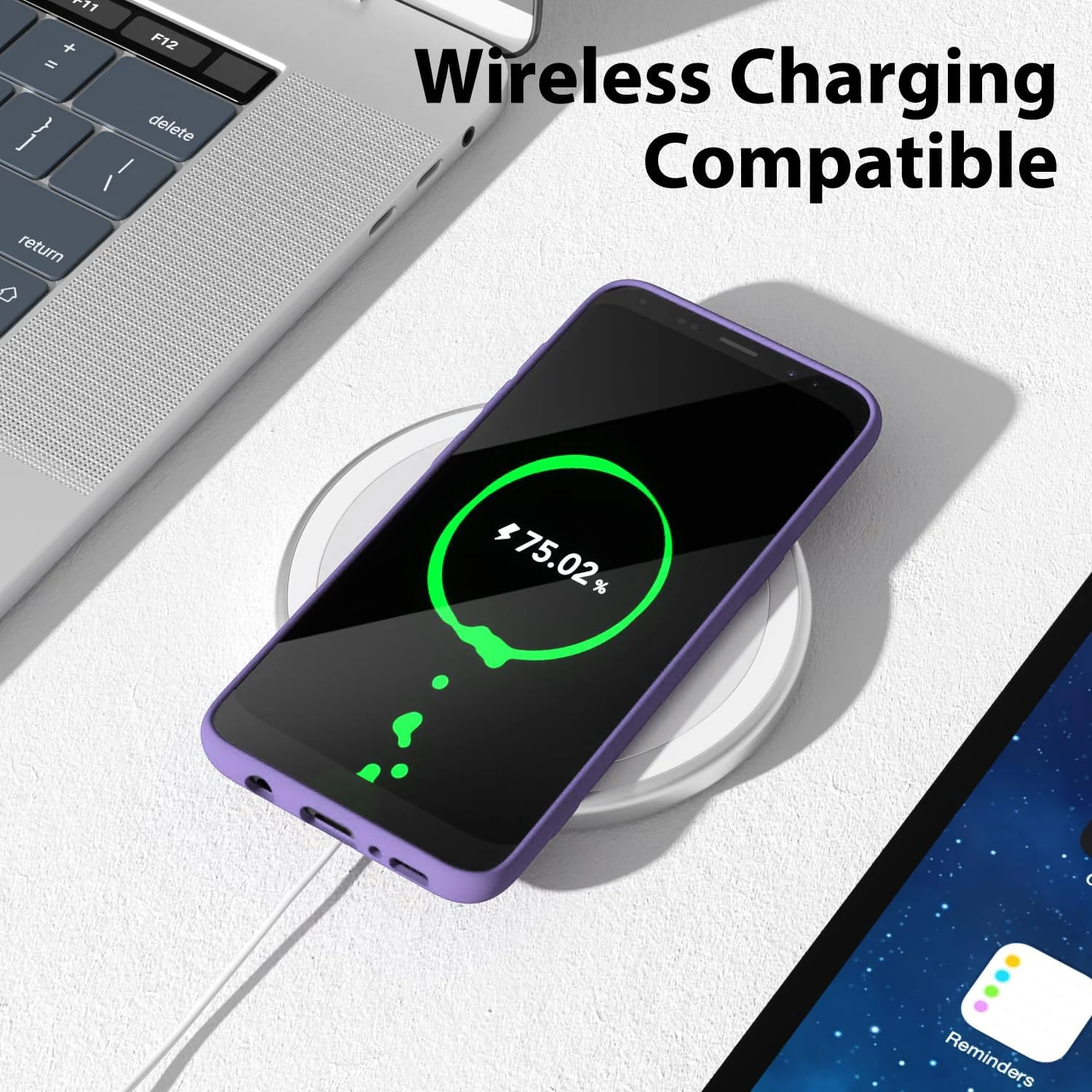 DL3 Mobilak Liquid Silicone Protective Case with Soft Microfiber Lining with Full Camera Protection for Samsung Galaxy S8+ Plus - Light Purple