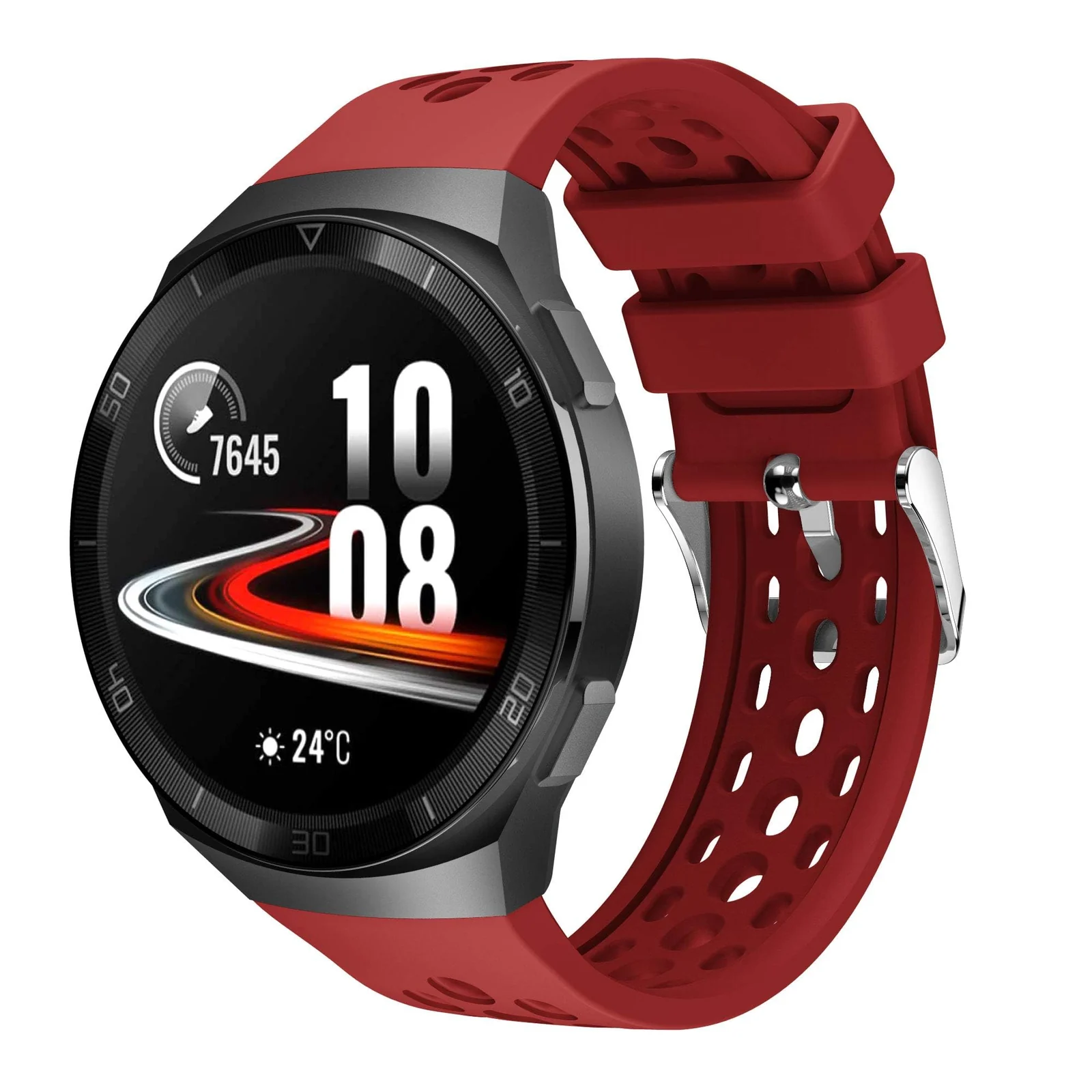 DL3 Mobilak Strap Replacement Bands Compatible with 22MM Huawei Watch GT2E Bands, Adjustable Accessory Soft Silicone Sport Wristband for Women Men - Red