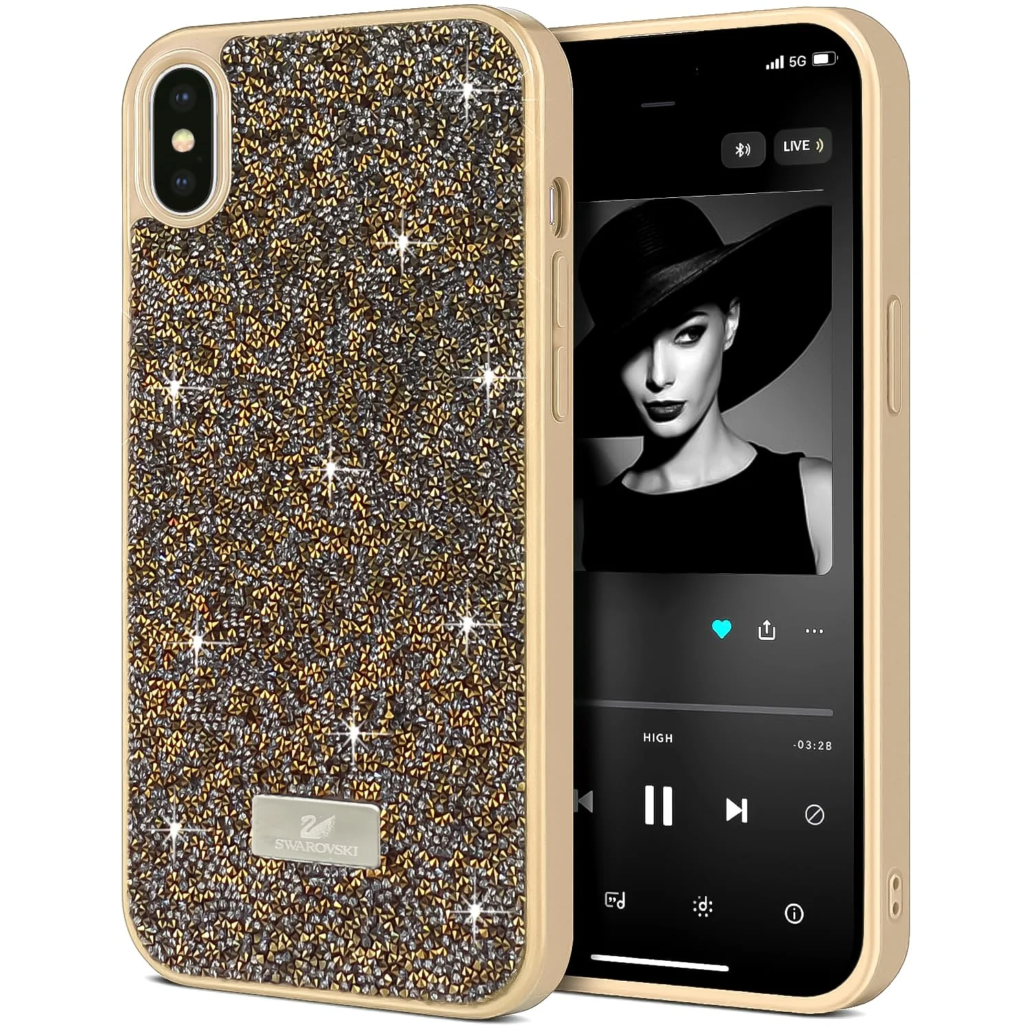 DL3 Mobilak Glitter Protective Case for iPhone XS Max, Supports wireless charging, Shock-absorbing protection, Scratch-resistant surface