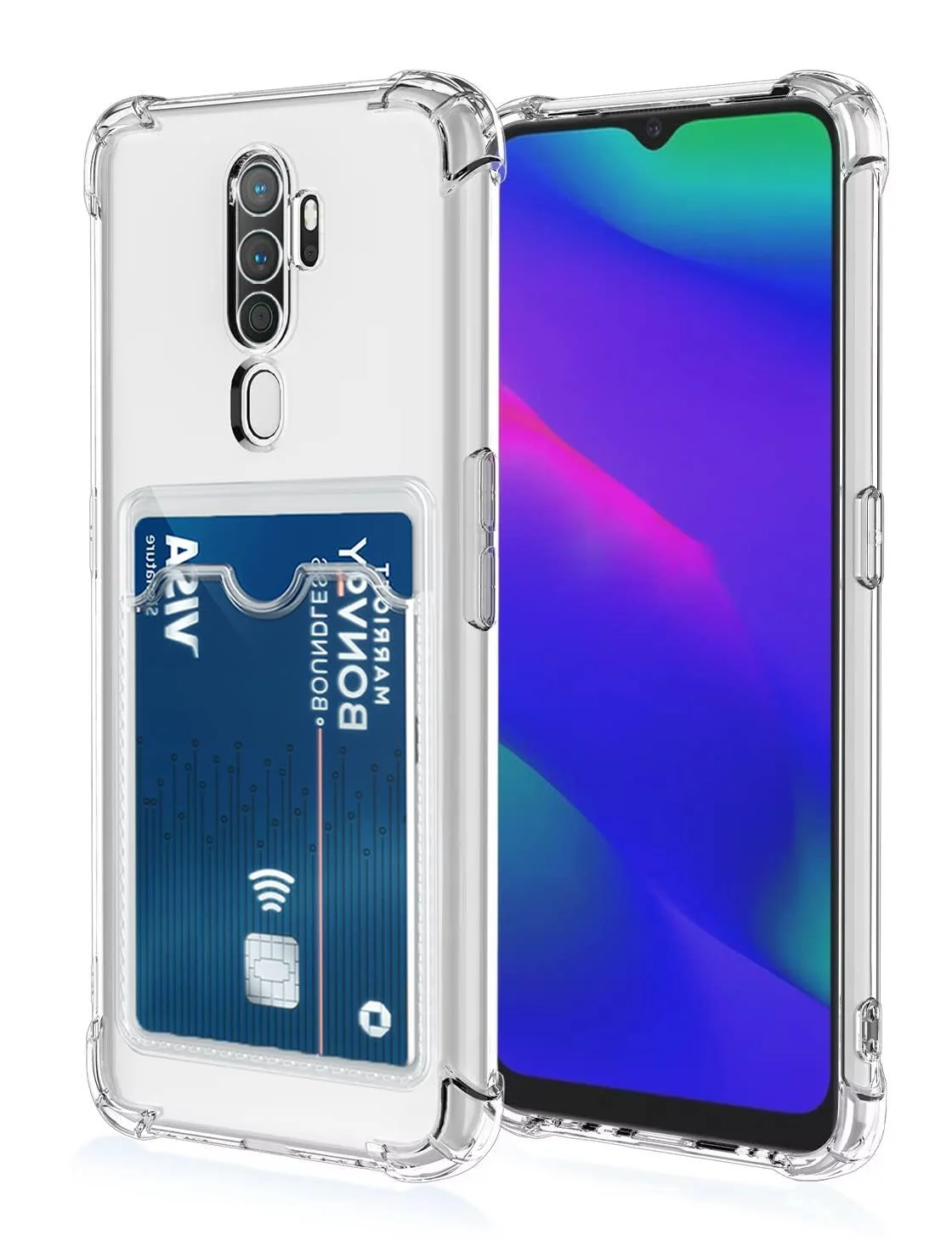 DL3 Mobilak Clear TPU Wallet Case with Card Slot and Camera Protection for OPPO A5 2020 / OPPO A9 2020 - Clear