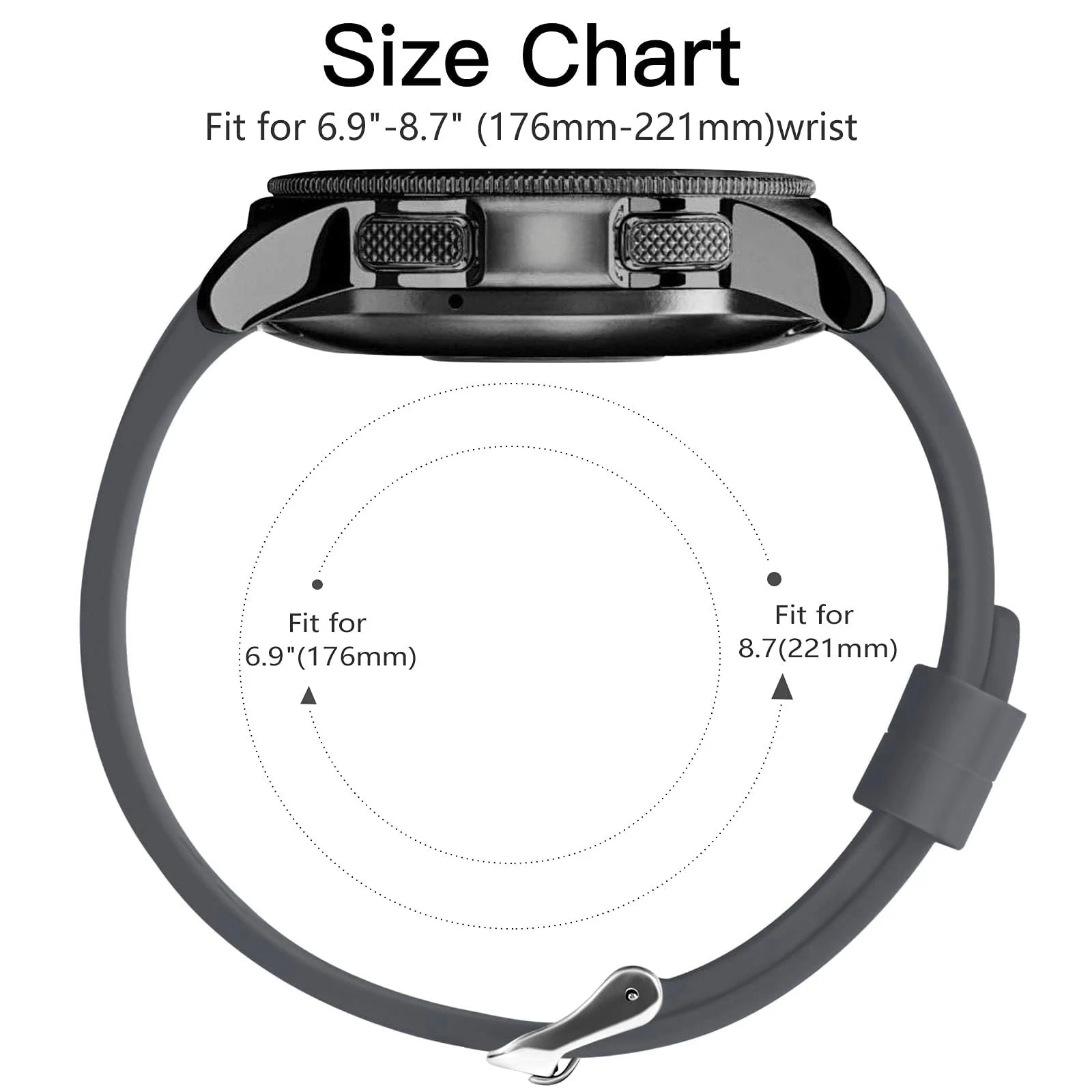 DL3 MOBILAK Silicone Bands 22MM Strap Compatible with Samsung galaxy watch3 45mm/galaxy 46mm/Gear S3/Huawei watch GT3 46MM/GT2E/GT2 Pro/GT GT2 46MM/Honor Magic Watch2 46mm/Compatible - Dark Gray