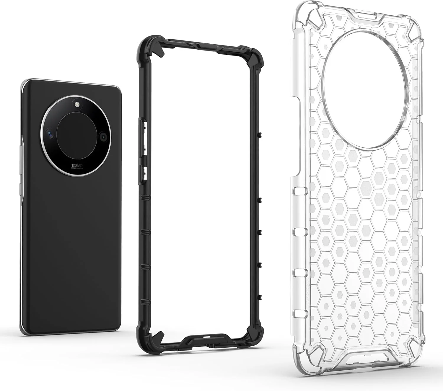 DL3 Mobilak Honeycomb Protective Case for Honor X9b / Honor Magic 6 Lite / X50, Shock-absorbing protection, Transparent design, Slim, lightweight profile - Clear