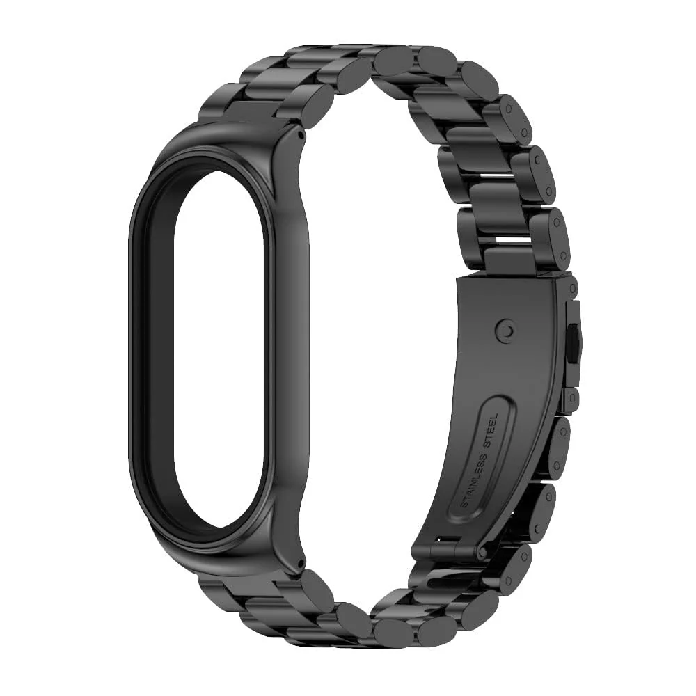DL3 Mobilak Compatible For Xiaomi Mi Band 7 Strap, Metal Bracelet MiBand 7 Waterproof Stainless Steel Wrist Strap Accessory Band Strap for Xiaomi Mi Smart Band 7 - Black