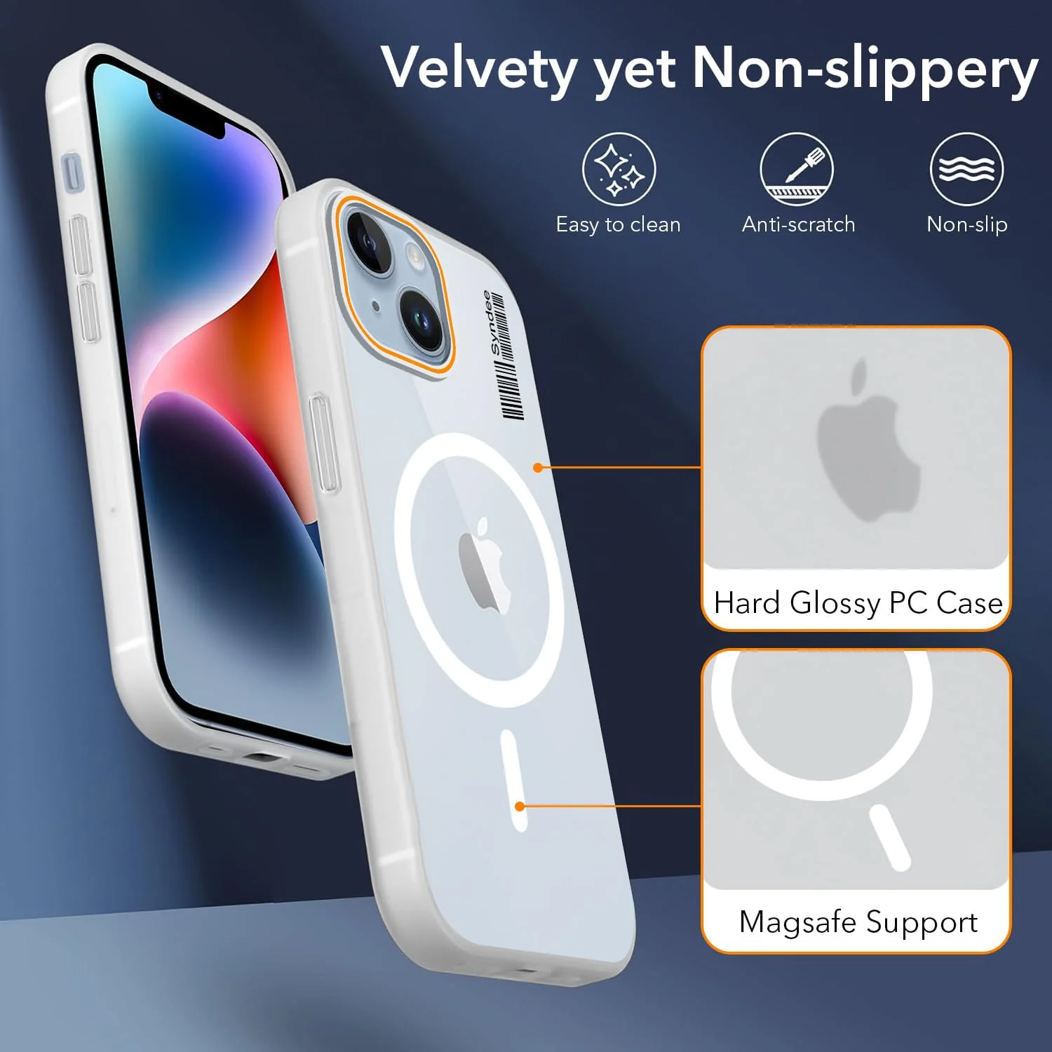 DL3 Mobilak Translucent Matte Case for iPhone 15 6.1 Inch, Compatible with MagSafe accessories, Shock-absorbing protection, Integrated ring holder - Clear