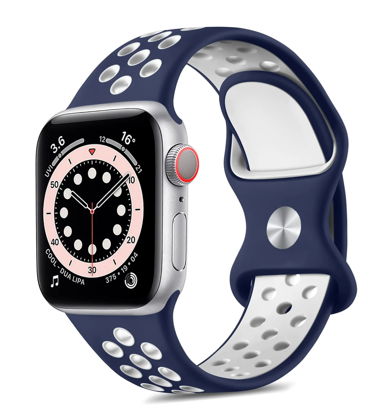 DL3 Mobilak Band with Case For Apple Watch Ultra/Ultra 2 49mm, Adjustable Silicone Sport Wristband Replacement, Strap With Cover Built-in Glass Screen Protector for iWatch Ultra 49 mm (&) - Blue & White
