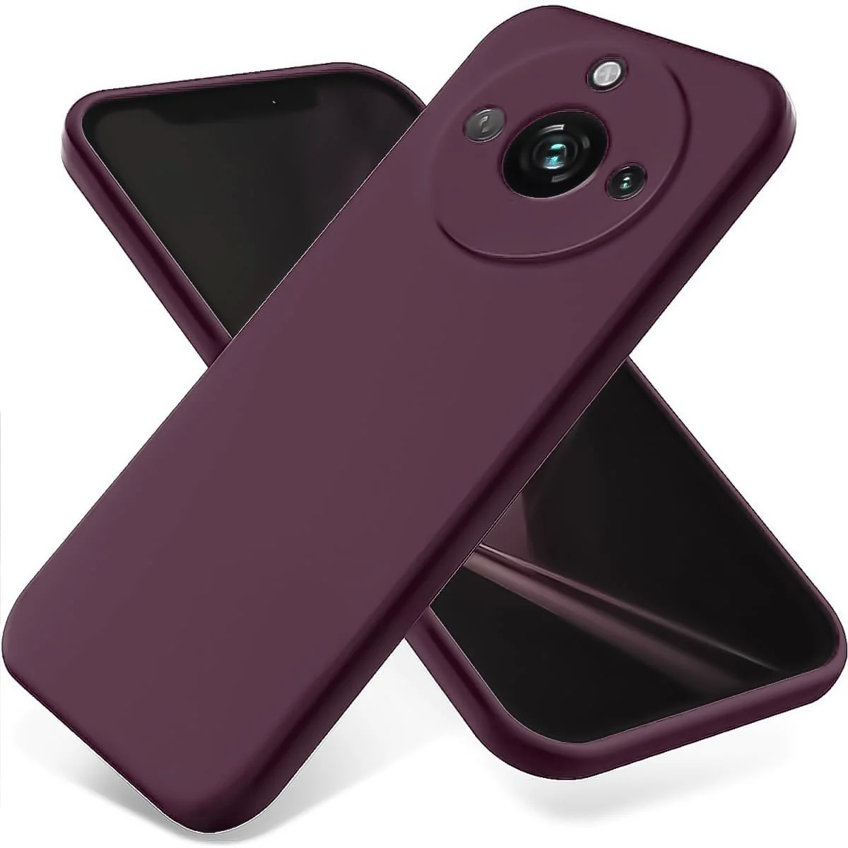 DL3 Mobilak Liquid Silicone Protective Case with Soft Microfiber Lining with Full Camera Protection for realme 11 Pro & realme 11 Pro+ Plus 5G - Wine Red