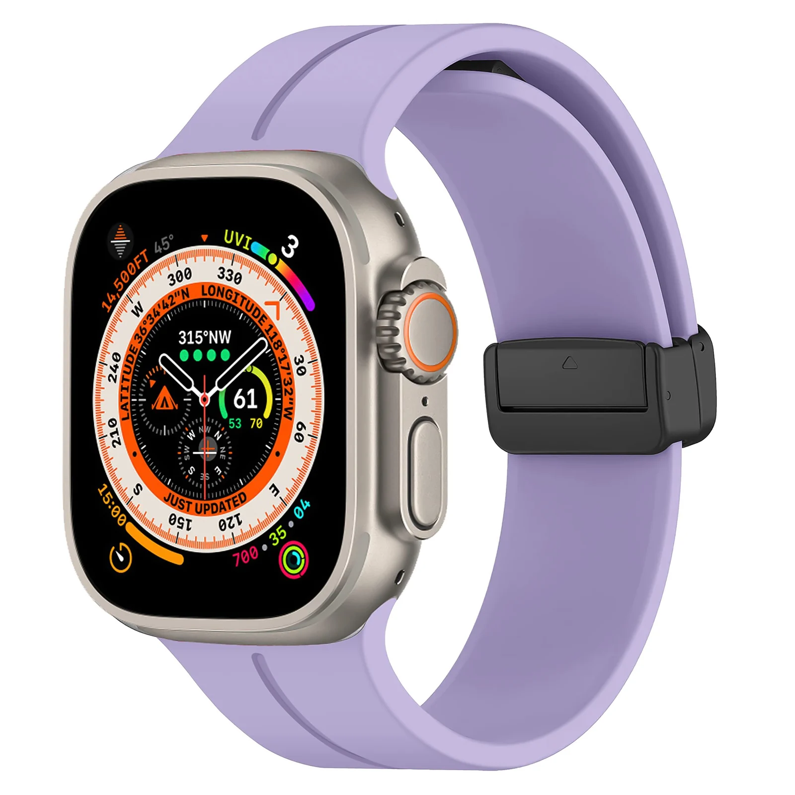 DL3 Mobilak Magnetic Bands for Apple Watch Ultra/Ultra 2 Band 49mm 45mm 44mm 42mm 41mm 40mm 38mm, Soft Sport Silicone Strap for iwatch Series 9/8/7/6/5/4 (Purple, 42mm/44mm/45mm/49mm), unisex-adult - Black