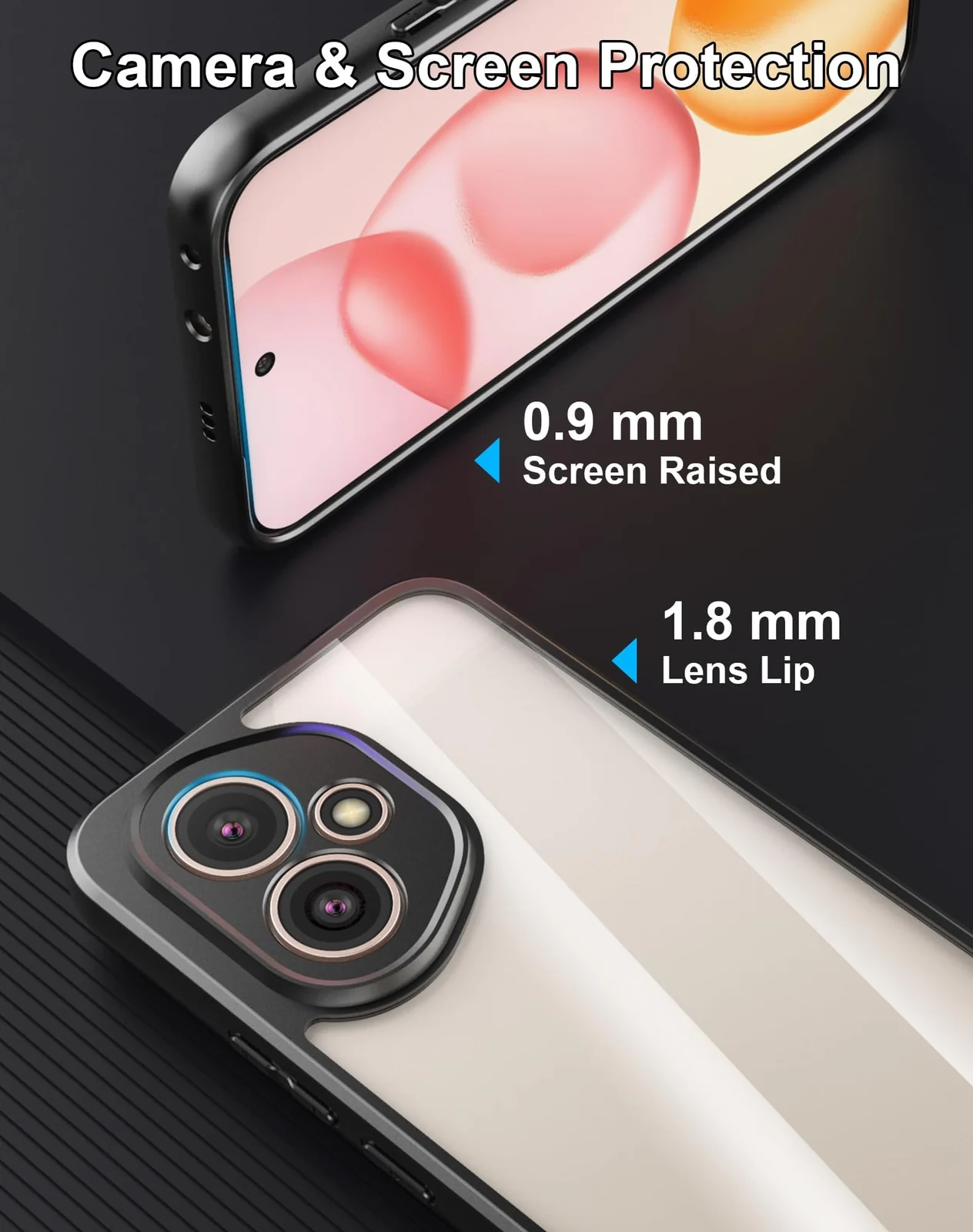 DL3 Mobilak Clear PC and TPU Protective Case for Honor 400 5G with Camera Protection and Military-Grade Protection - Black