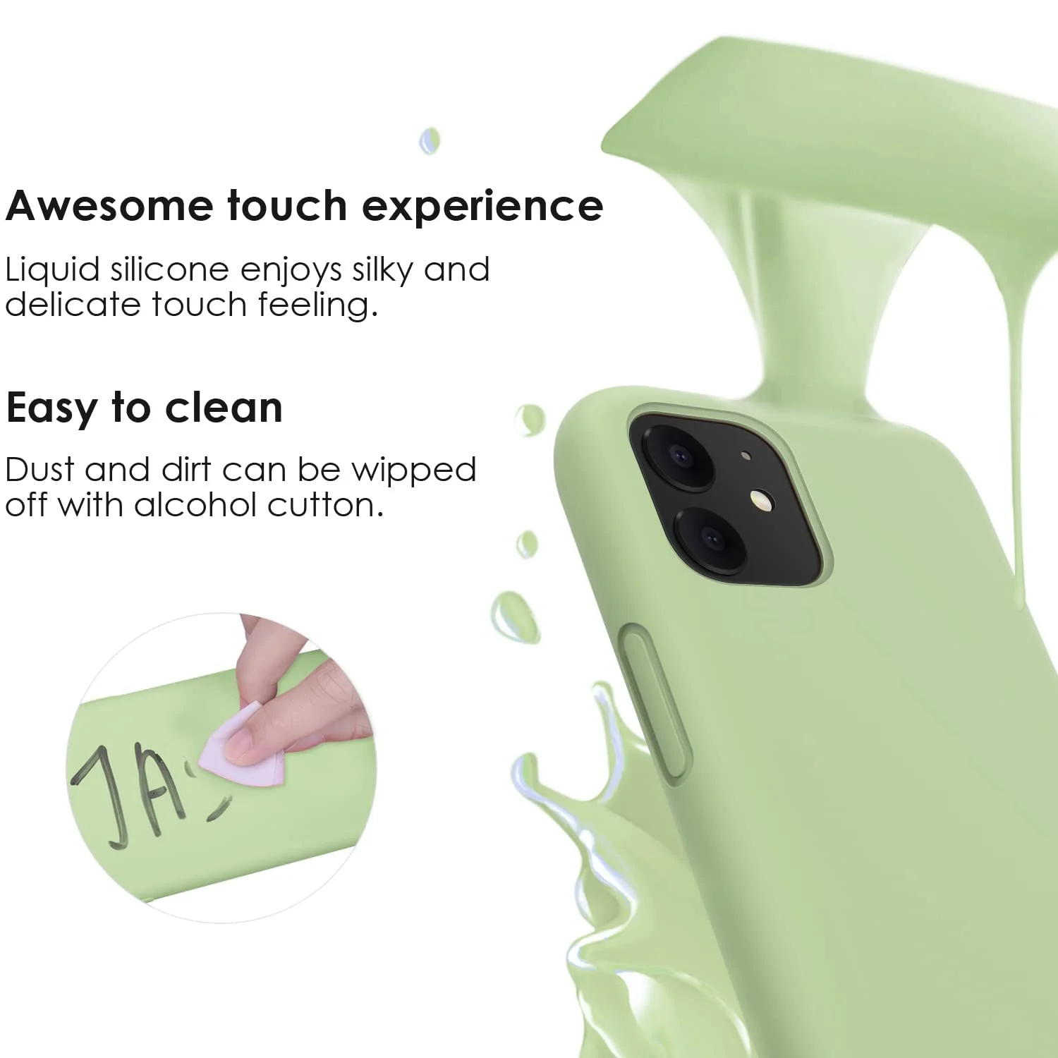 DL3 Mobilak Liquid Silicone Protective Case for iPhone 11 (6.1 Inch) with Camera Protection and Microfiber Lining - Grass Green