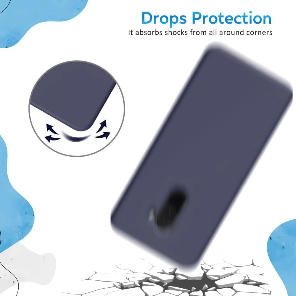 DL3 Mobilak Liquid Silicone Case for Xiaomi Poco F1, Shock-absorbing protection, Scratch-resistant surface, Soft microfiber lining - Dark Blue