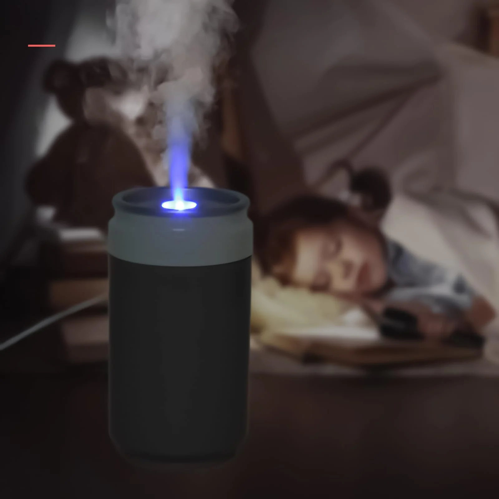 Mobigon Wood Cool Mist Ultrasonic Humidifier for Room Moisture, Aroma Diffuser for Home, 260ml Essential Oil Diffuser with 7 Colorful Night Light, Auto Shut-Off, Home, Office, car - White&Gray