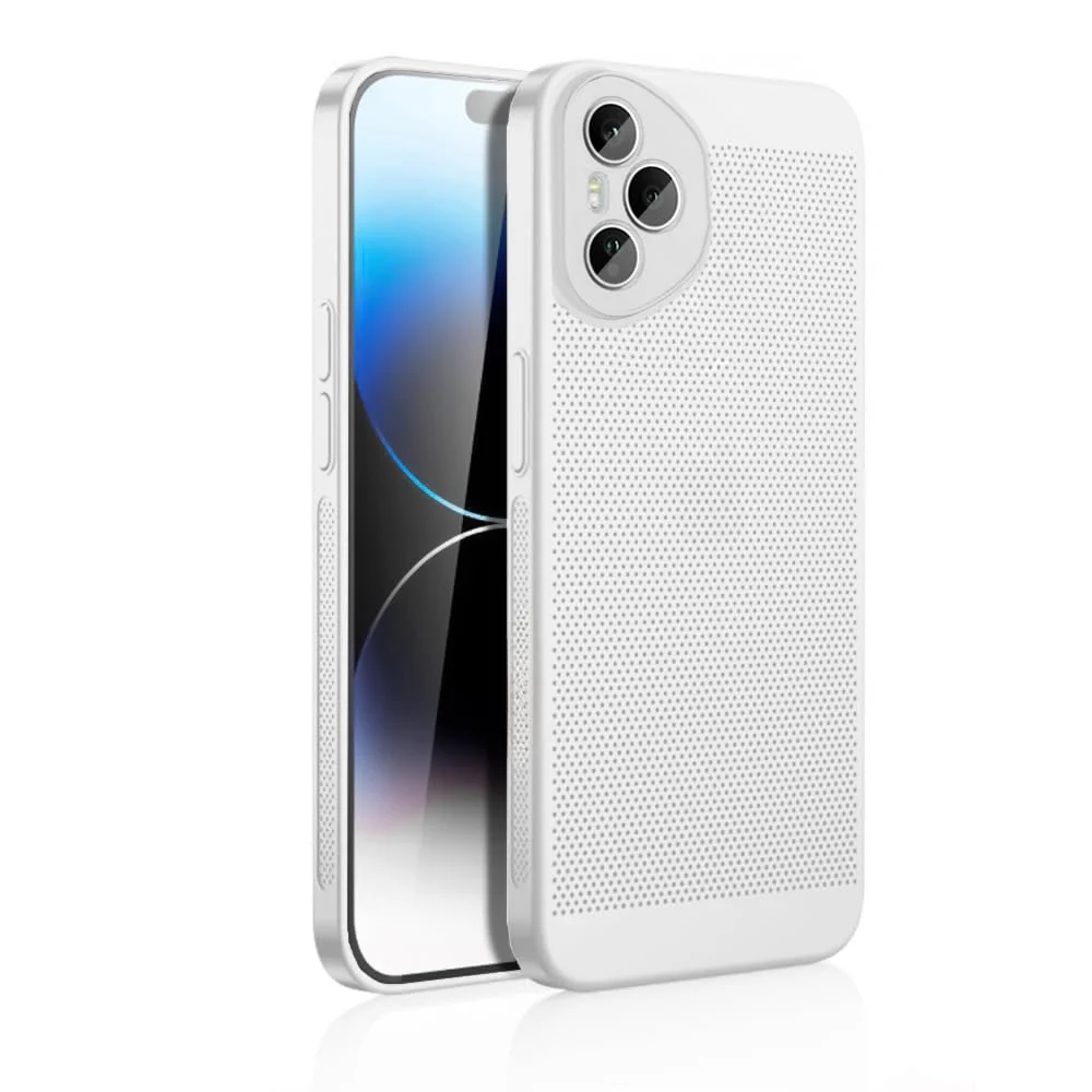 DL3 Mobilak Case For Honor 400 Pro 5G Heat Dissipation Case with Built-in Camera Lens Protector Slim Fit Breathable Cooling Anti-Fingerprint Hard PC Back Shockproof Cover - White