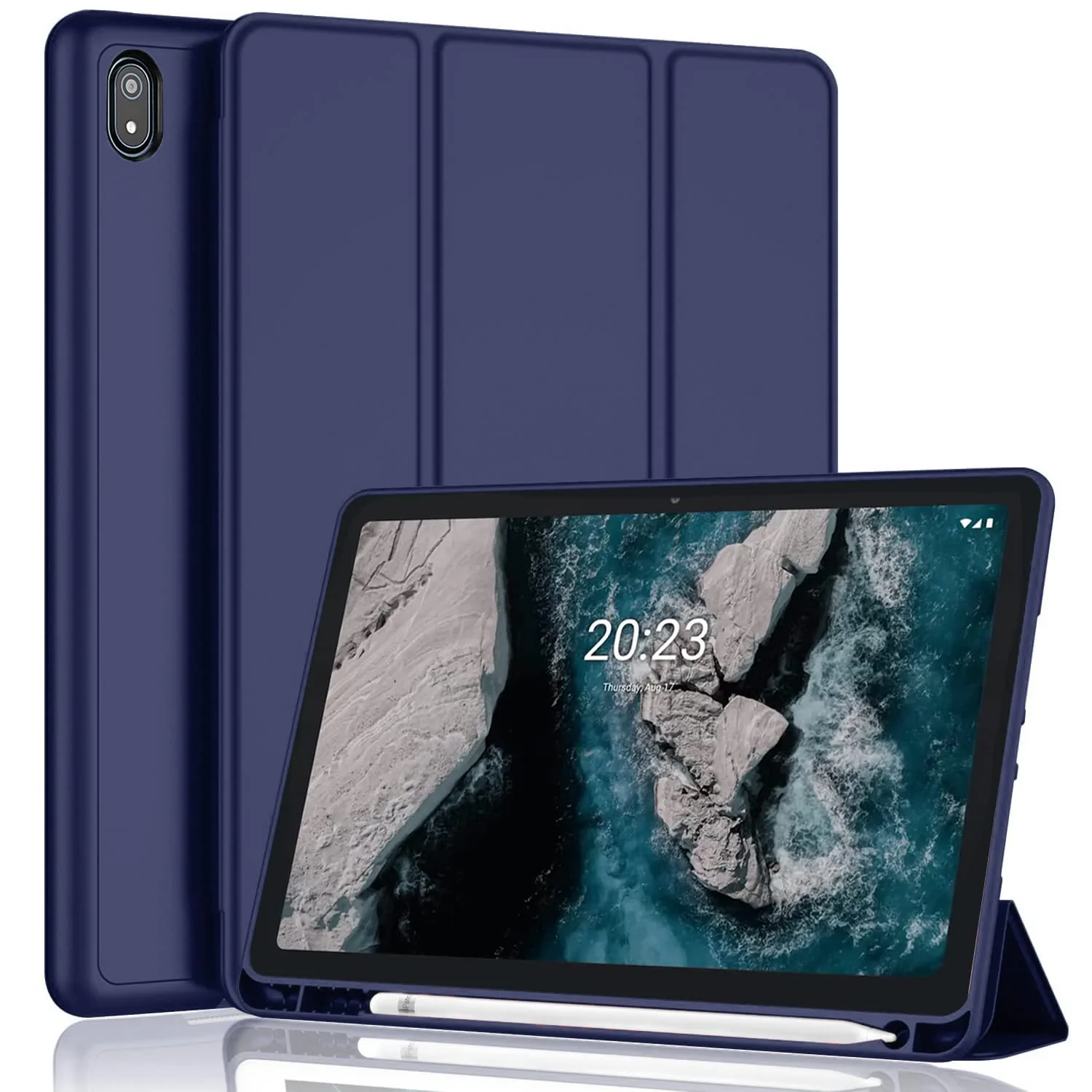 DL3 Mobilak Smart Case for Nokia T20 Tablet with Pencil Holder, Soft TPU Smart Stand Back Cover Auto Wake/Sleep Feature - Blue