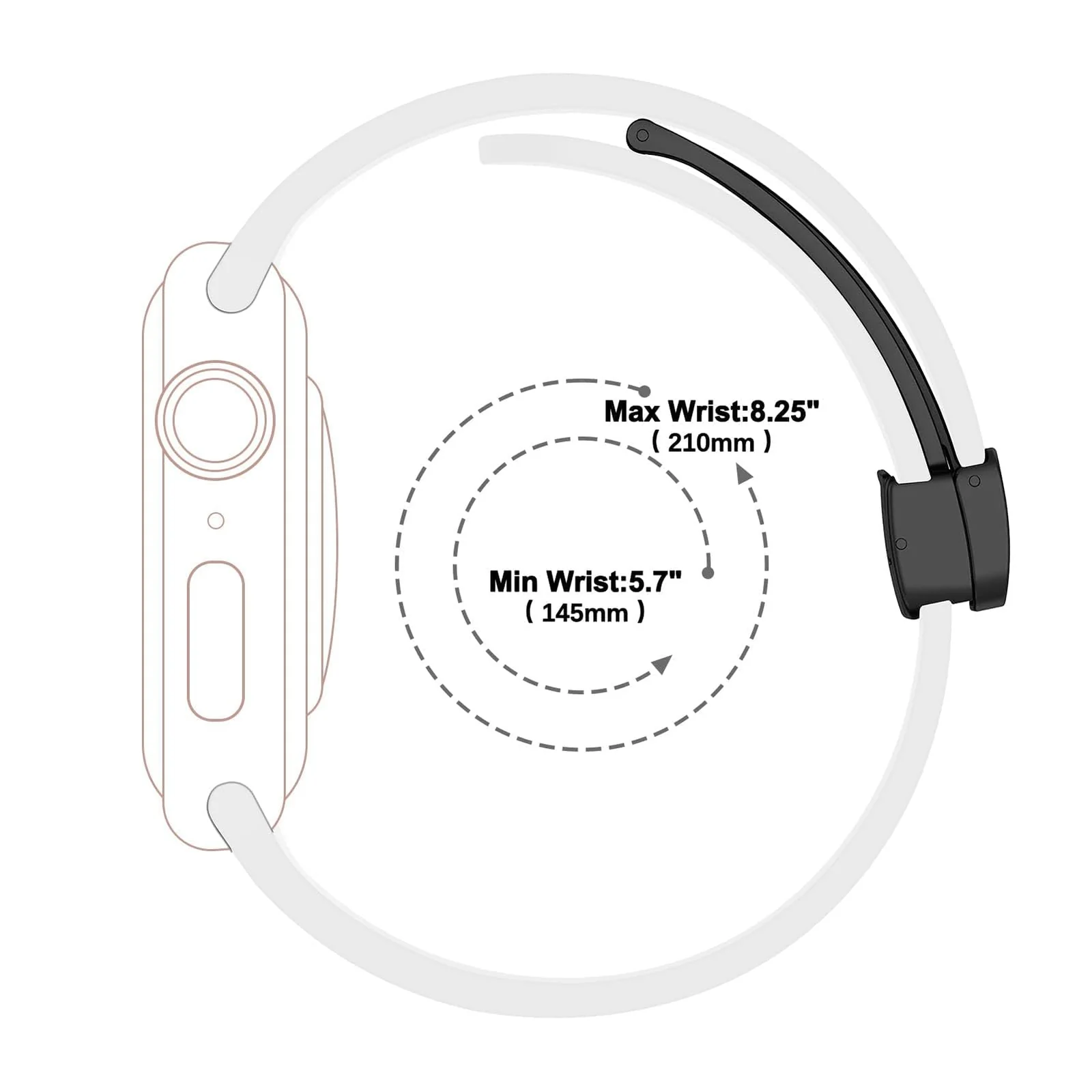 DL3 Mobilak Magnetic Bands for Apple Watch Ultra/Ultra 2 Band 49mm 45mm 44mm 42mm 41mm 40mm 38mm, Soft Sport Silicone Strap for iwatch Series 9/8/7/6/5/4 (White &, 38mm/40mm/41mm), unisex-adult - Black