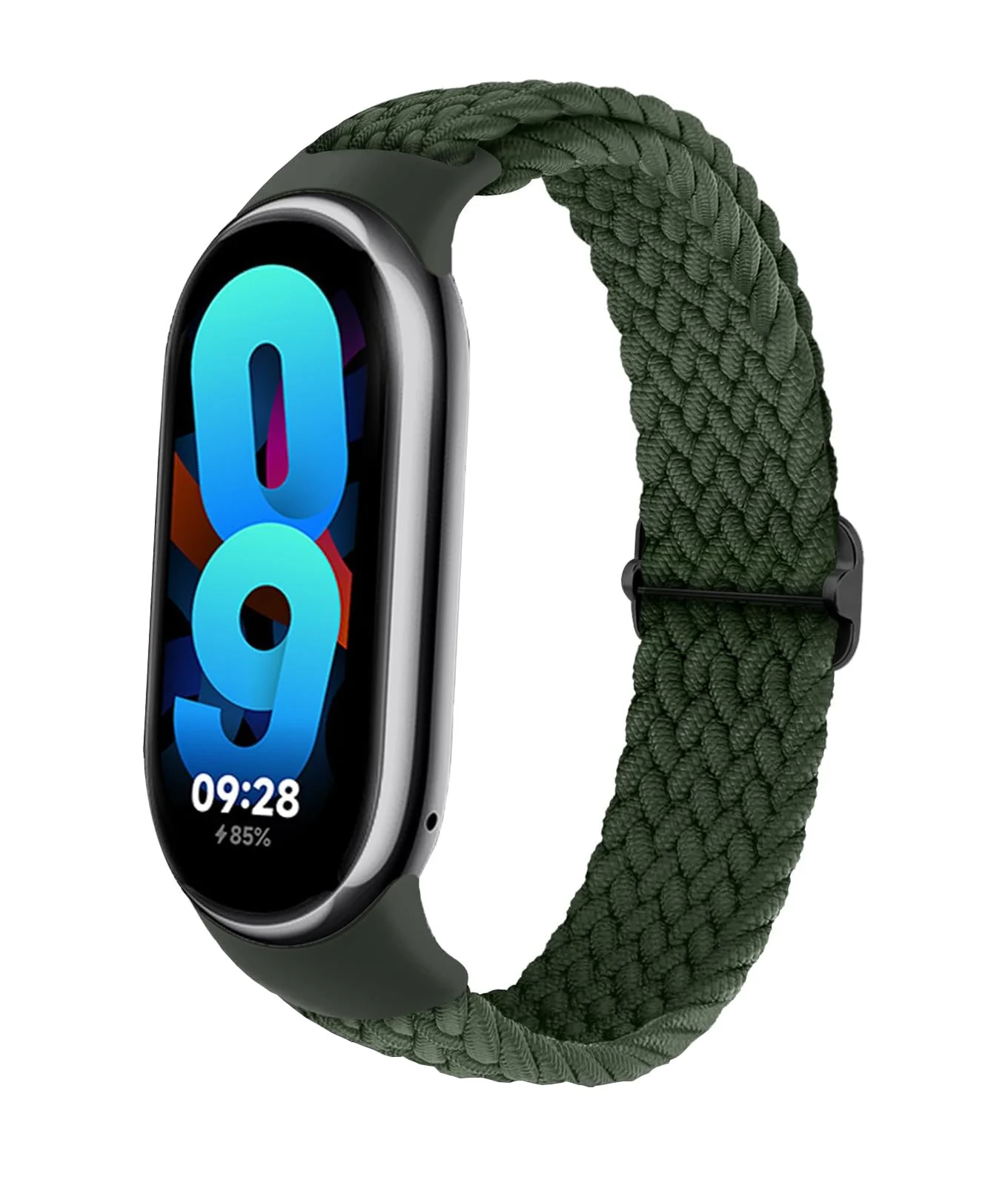 DL3 Mobilak Compatible with Xiaomi Mi Band 10/9/8 strap, Braided Solo Loop for Nylon Elastic Adjustable Replacement Wristband Compatible with Xiaomi Smart Band 8/9/10 - Green