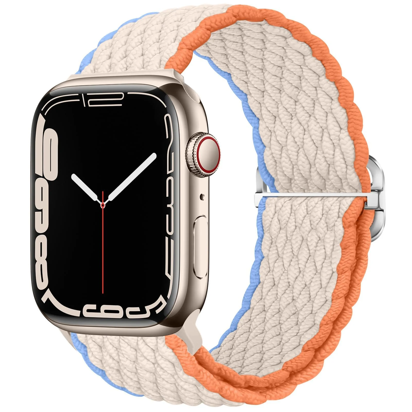 DL3 Mobilak Stretchy Nylon Solo Loop Strap Compatible with Apple Watch Band 49mm 45mm 46mm 44mm 42mm for Women Men, Sport Breathable Braided Wristband for iWatch Series 11 10 9 8 7 6 5 4 SE Ultra 3 2 1 - Cream