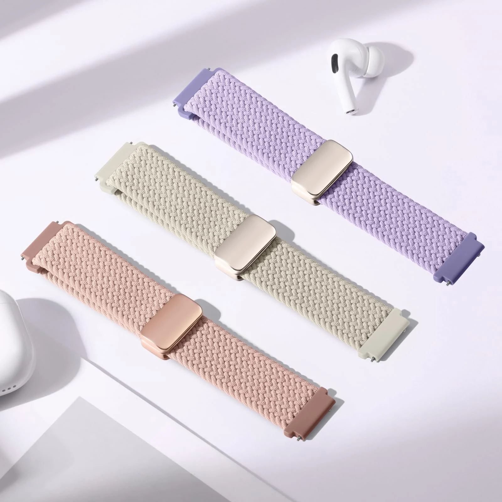 DL3 Mobilak 22mm Magnetic Band for Redmi Watch 5 Active/5 Lite/Samsung Galaxy Watch 3 45mm/Watch 46mm/Gear S3/Huawei watch GT6 GT5 46MM/GT2E/GT6 Pro/GT 5 Pro/Amazfit GTR 4/3, Stretchy Braided Nylon Sport Strap - Lavender