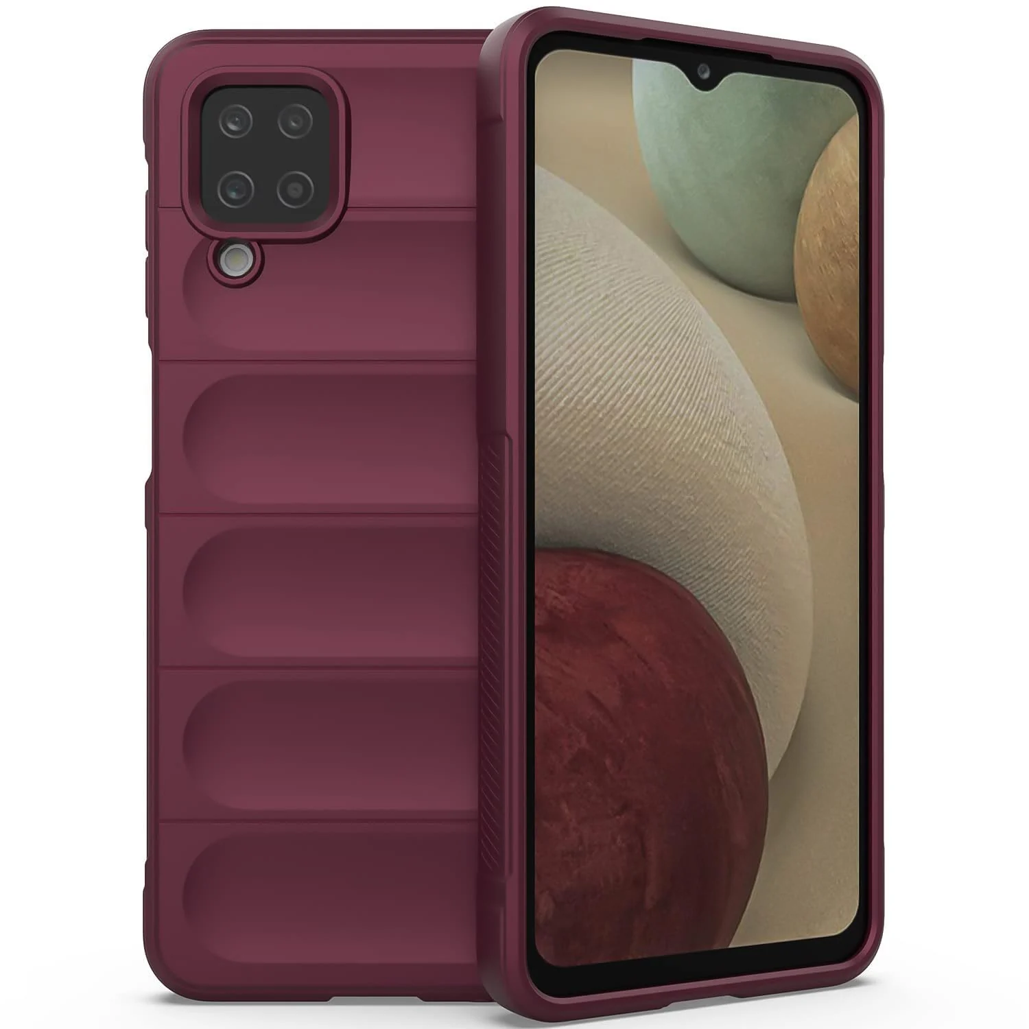 DL3 Mobilak Flexible Silicone and TPU Protective Case with Camera Protection for Samsung Galaxy A12 / M12 - Wine Red