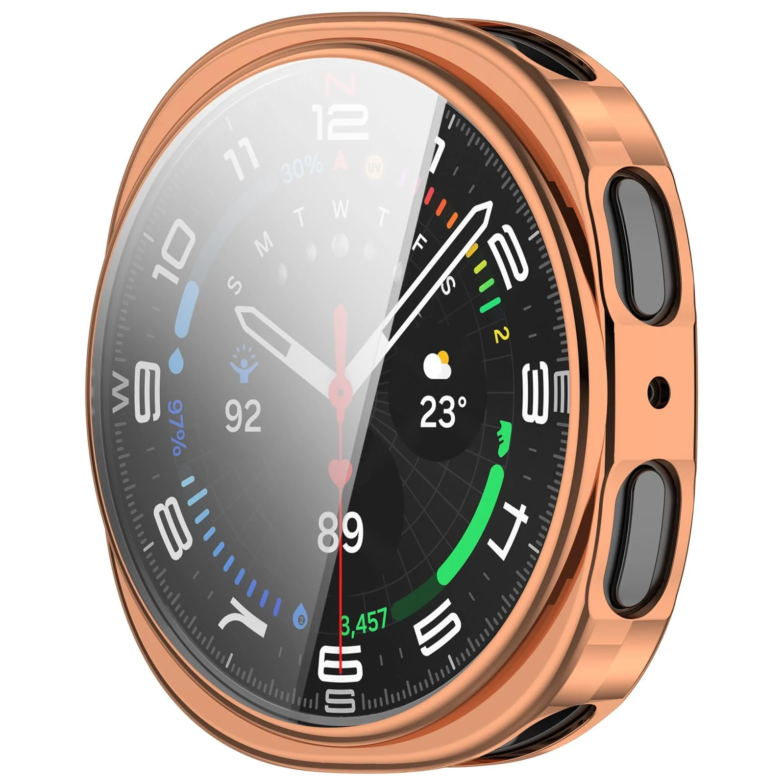 DL3 Mobilak Case Compatible with Samsung Galaxy Watch 8 44mm Case All-Around with Built-in Screen Protector Watch Soft TPU Shockproof Cover Slim Guard Thin Bumper Shell Protector - Rose Gold