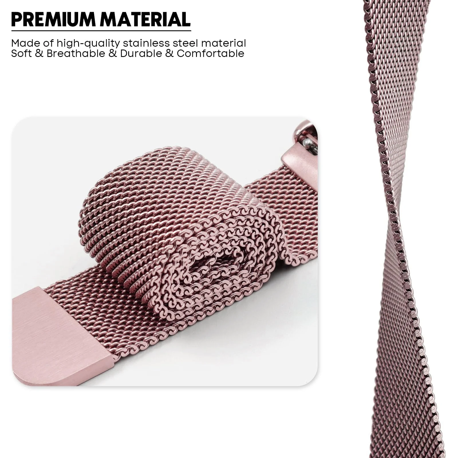 DL3 Mobilak Bracelet Compatible with Xiaomi Redmi Watch 3 Active/Redmi Watch 3 Lite, Stainless Steel Replacement Strap, Mesh Metal Watch Strap, Magnetic Adjustable Replacement Band For Men Women - Pink