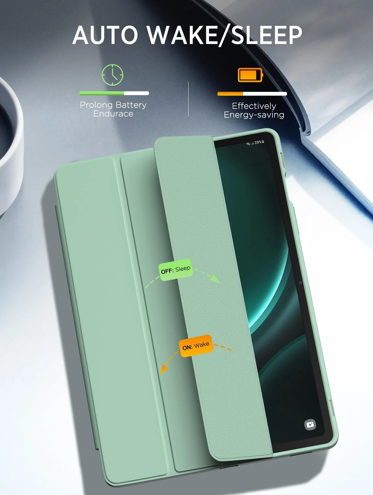 DL3 Mobilak Hybrid Slim Case for Samsung Galaxy Tab S9 FE 5G 10.9 Inch/Galaxy Tab S9 11 Inch 2023 with S Pen Holder, Shockproof Cover with Clear Transparent Back Shell, Auto Wake/Sleep - Mint Green