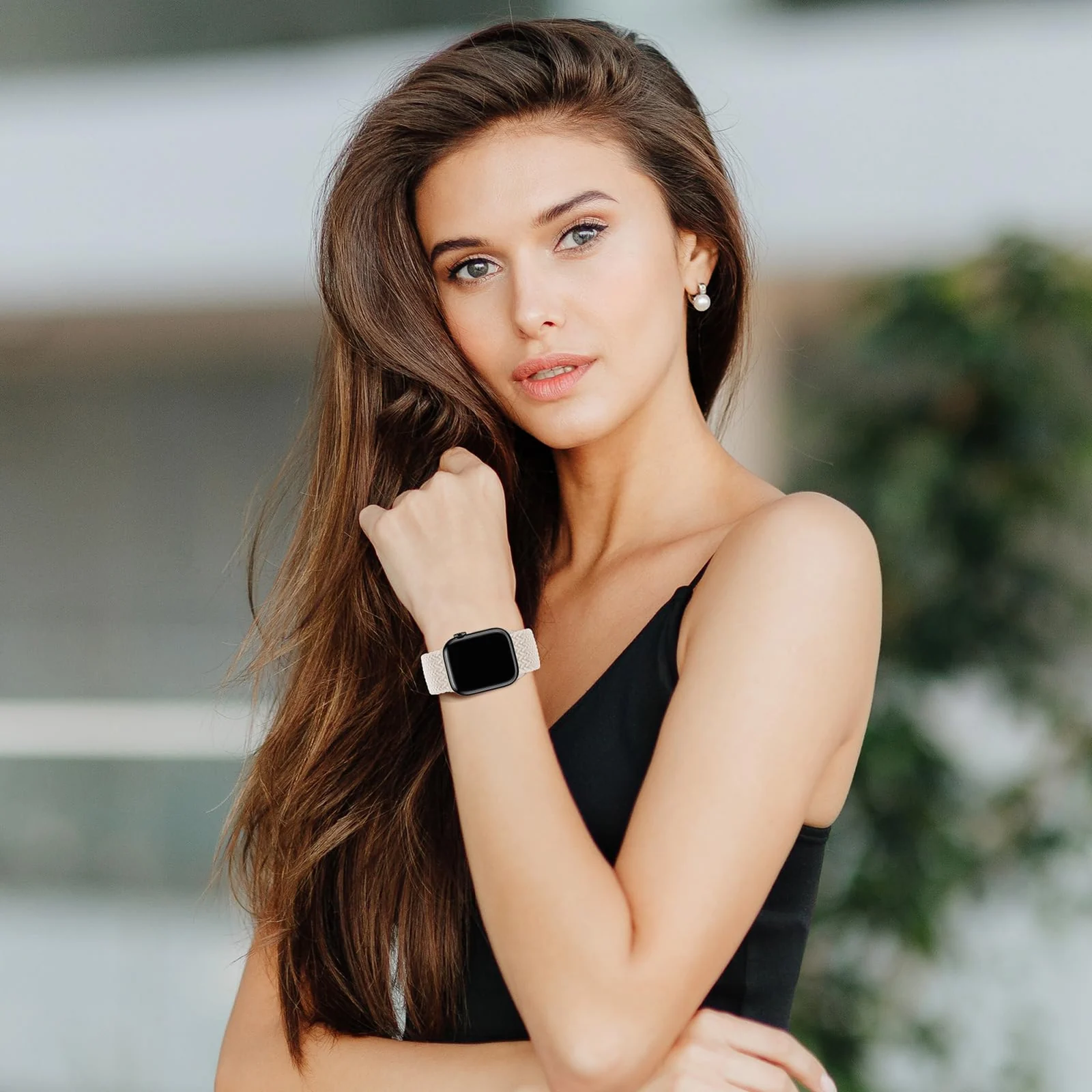 DL3 Mobilak Sport Solo Loop Compatible with Apple Watch Band 42mm 44mm 45mm 46mm 49mm for Women Men, Magnetic Strap Stretchy Braided Wristband for iWatch Series 11 10 9 8 7 6 5 4 3 Ultra 3 2 1 SE SE2 - Starlight