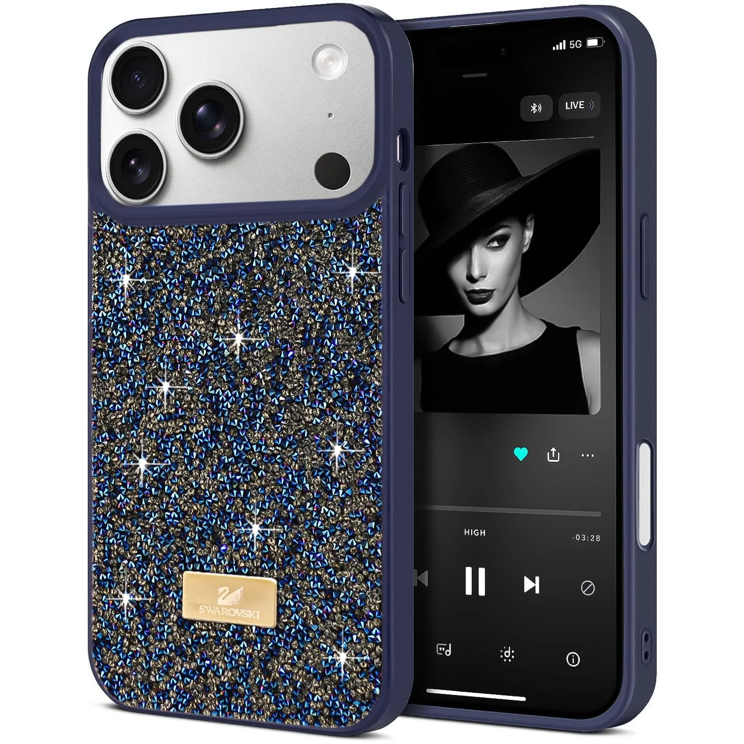 DL3 Mobilak Glitter Protective Case for iPhone 17 Pro Max 6.9-Inch, Supports wireless charging, Shock-absorbing protection, Scratch-resistant surface