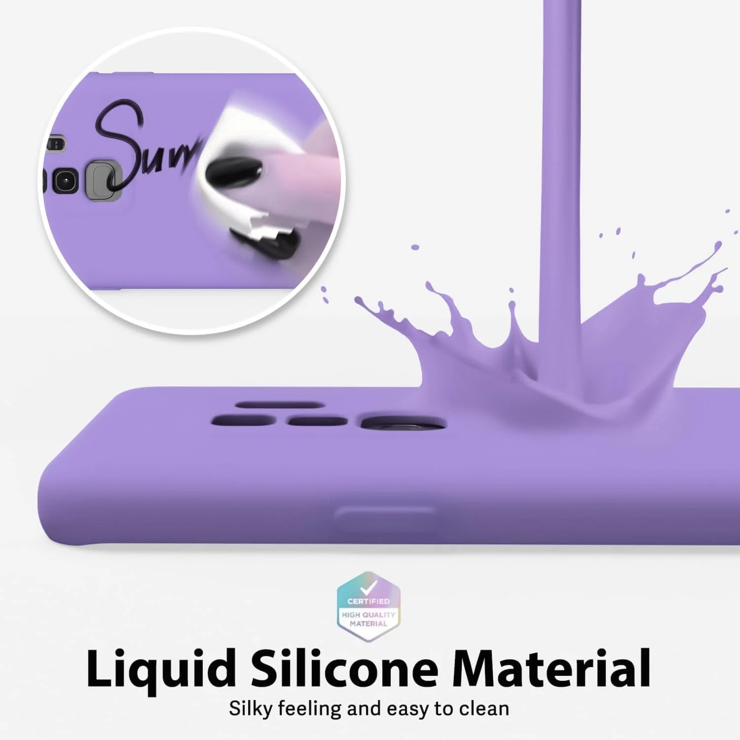 DL3 Mobilak Liquid Silicone Protective Case with Soft Microfiber Lining with Full Camera Protection for Samsung Galaxy S9 Plus - Light Purple