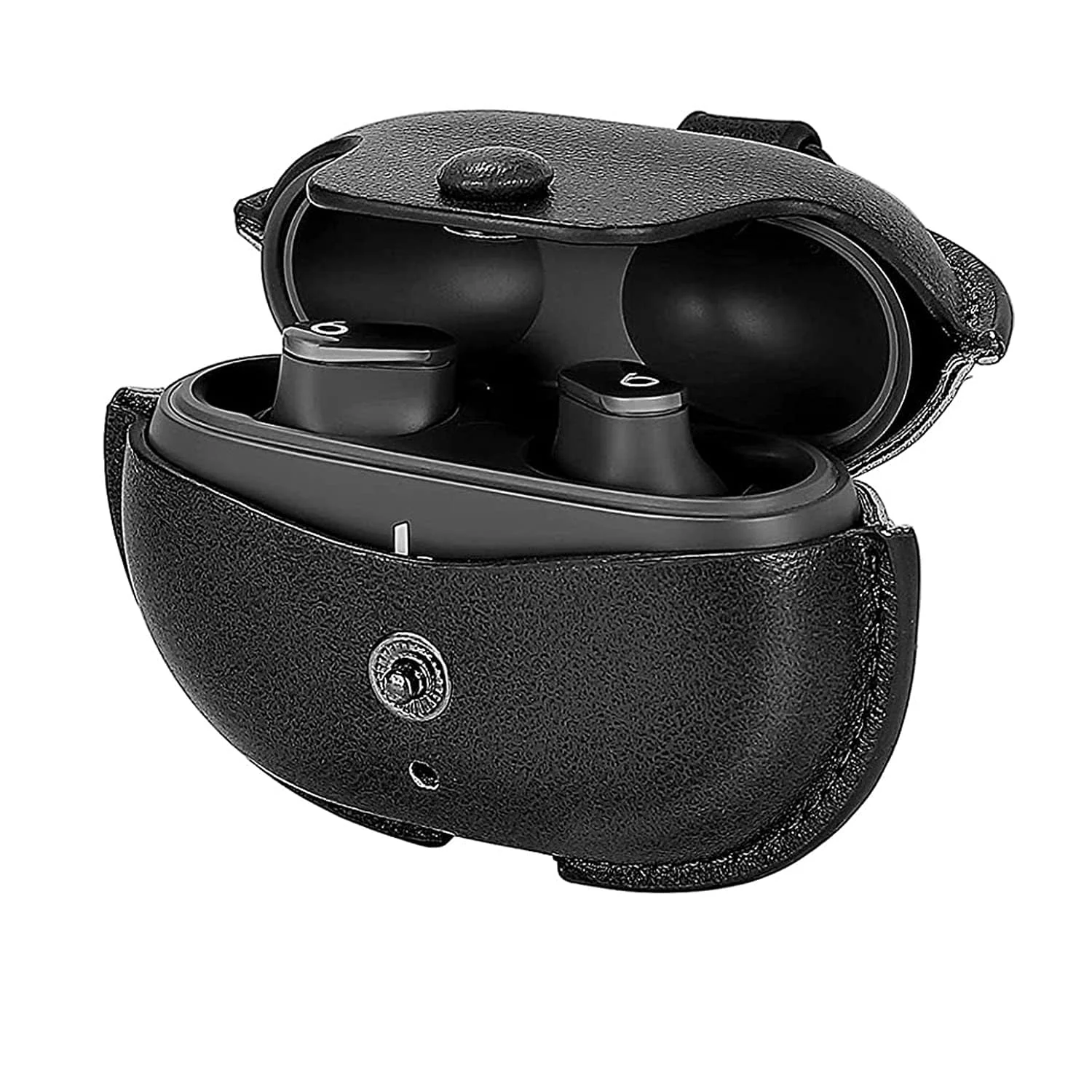 DL3 Mobilak Compatible with Oraimo FreePods 3C Case, Leather Protective Case with Keychain, Anti-drop Shock-absorbing Full Protective Cover, Cute Cool Earphone Cover for Oraimo Freebuds 3C - Black