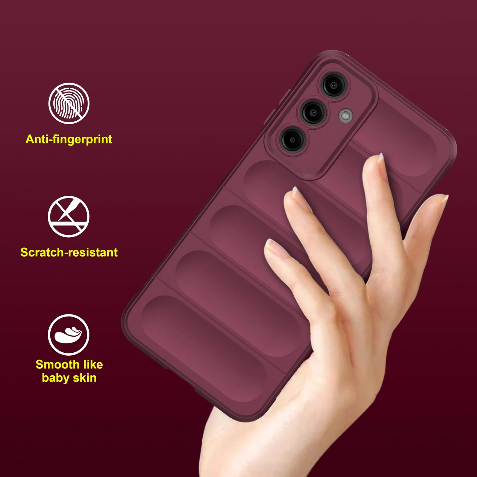 DL3 Mobilak Silicone Case for Samsung Galaxy A25 Heavy Duty Protective [Slim Fit] Shockproof Soft Flexible Protective Design Shock-Absorption TPU Cover With Camera Protection - Wine Red