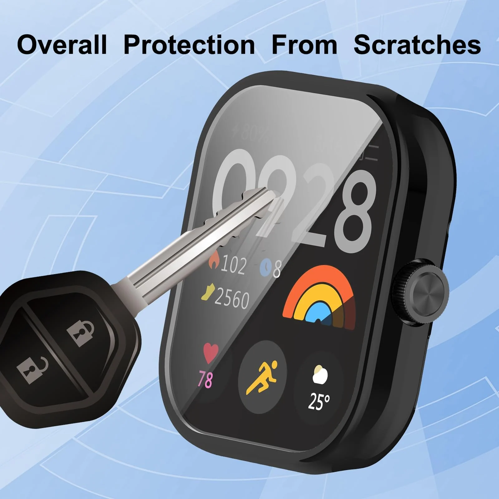 DL3 Mobilak Case Compatible with Xiaomi Redmi Watch 4 Case All-Around with Built-in Screen Protector Watch Soft TPU Shockproof Cover Slim Guard Thin Bumper Shell Protector - Black