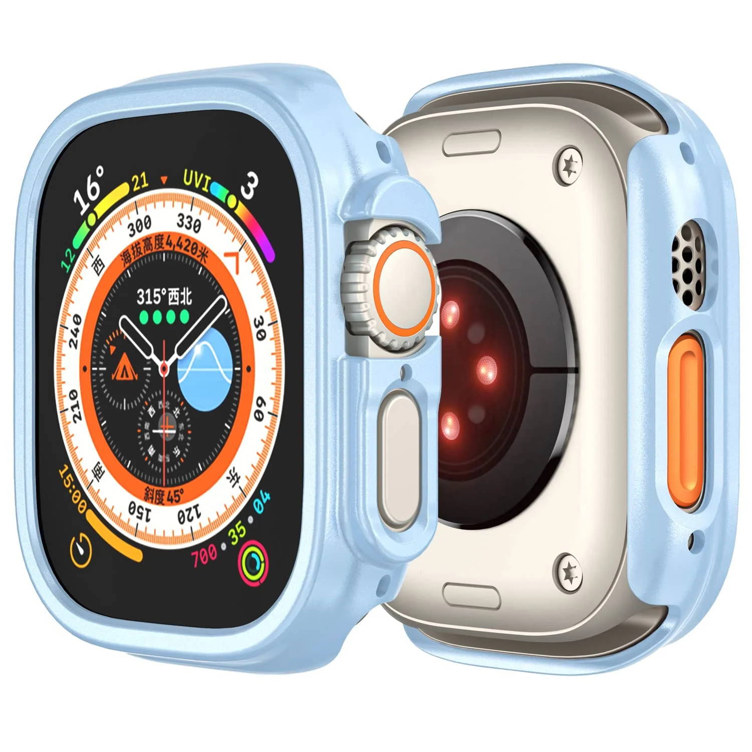 DL3 Mobilak Compatible For Apple Watch Ultra Case 49mm, Shockproof Ultra-Thin Hard PC Bumper Case All-Around Edge Protective Cover Frame[NO Screen Protector] for iWatch Accessories - Baby Blue