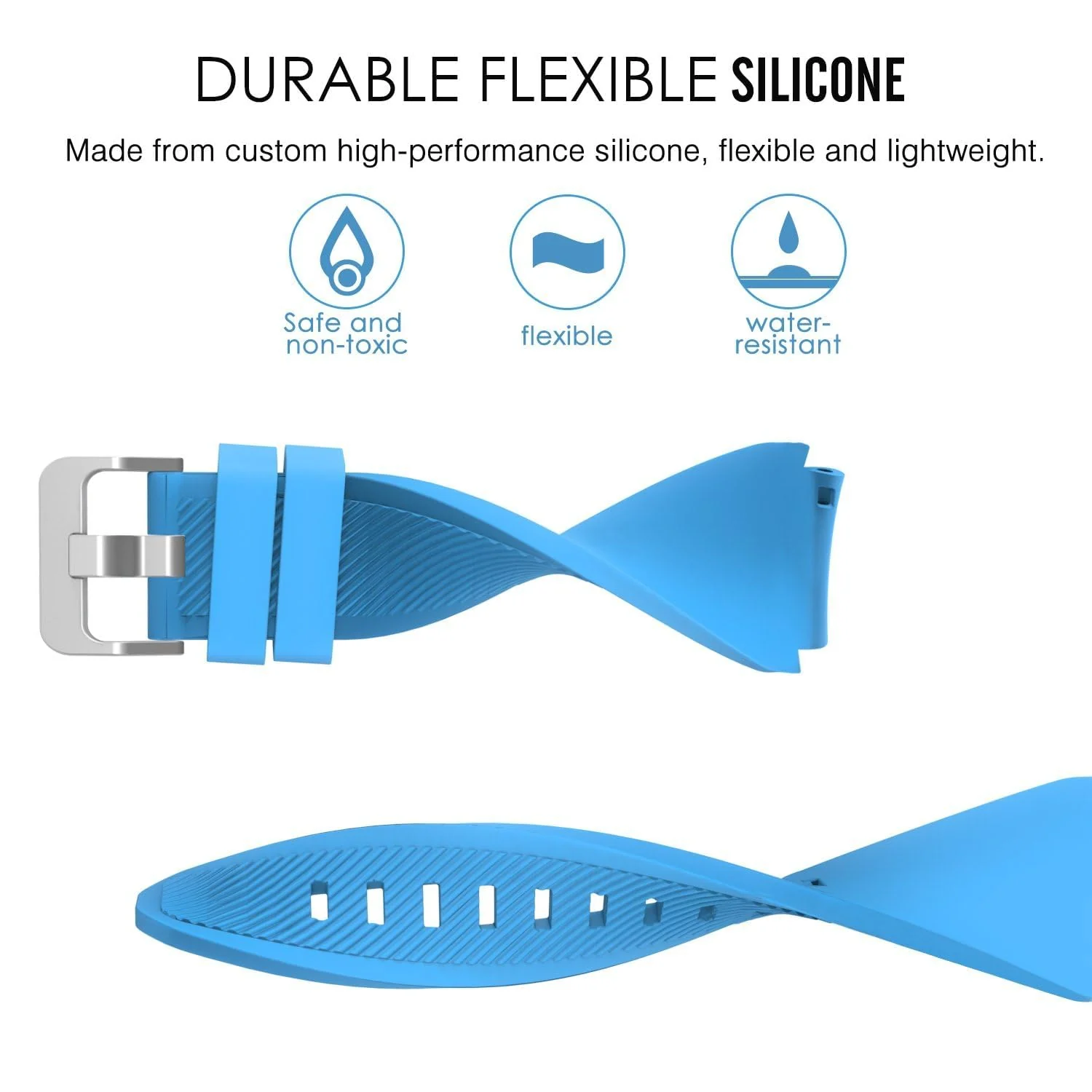 DL3 Mobilak Sport Silicone Band 20MM Strap For Samsung Gear Sport/Watch 6/5/4/5 Pro 45mm/S2 classic/active 2 40mm 44mm/Amazfit GTS/2/2e/GTS3/3 Pro/2 Mini/3 Mini/Bip 3/Bip 3 Pro - Sky Blue