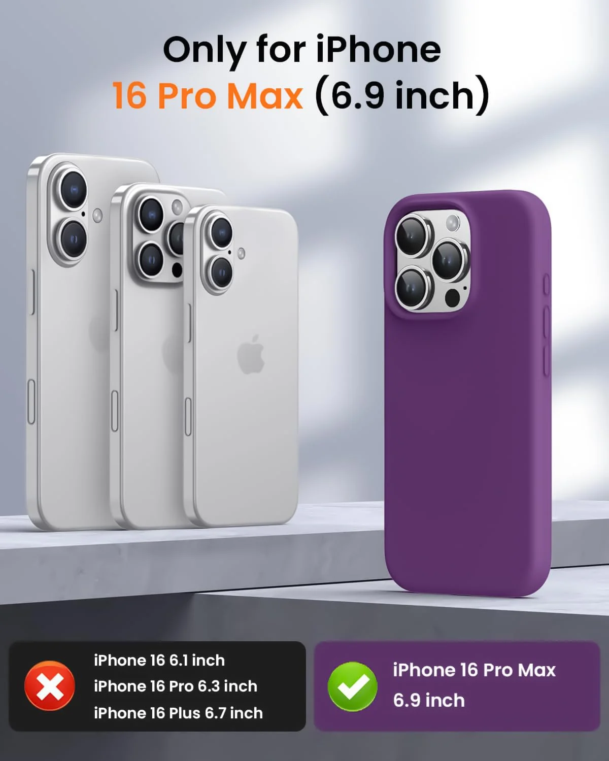 DL3 Mobilak Liquid Silicone Protective Case with Soft Microfiber Lining for iPhone 16 Pro Max - Violet