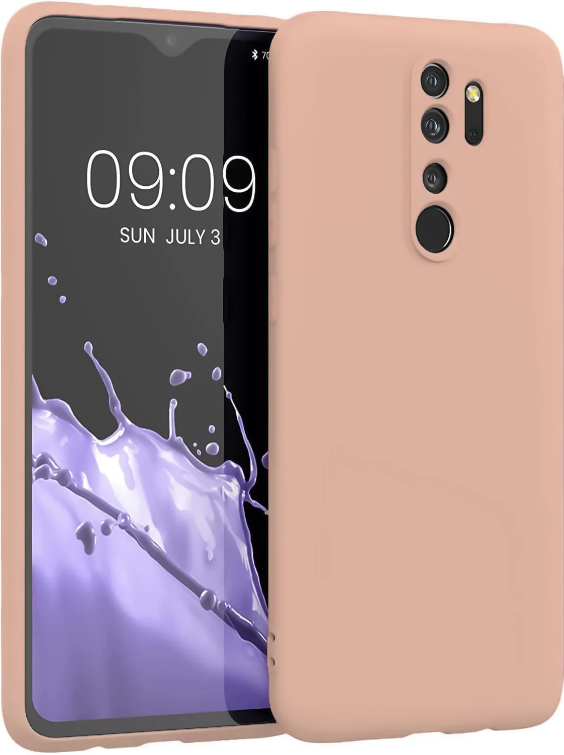DL3 Mobilak Liquid Silicone Case for Xiaomi Redmi Note 8 Pro, Not compatible with MagSafe, Supports wireless charging, Camera protection - Light Orange