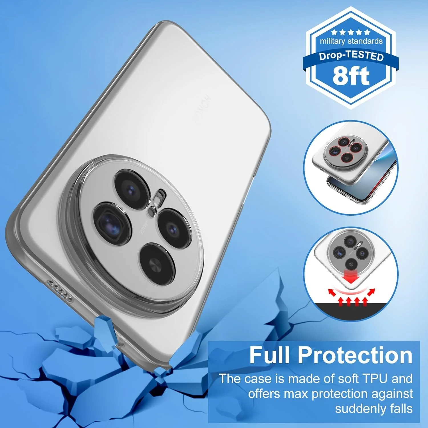 DL3 Mobilak Case Compatible with Honor Magic 8 5G, Case Crystal Soft TPU Gel Case Flexible Silicone Anti-Scratch Camera Protection TPU Cover - Clear
