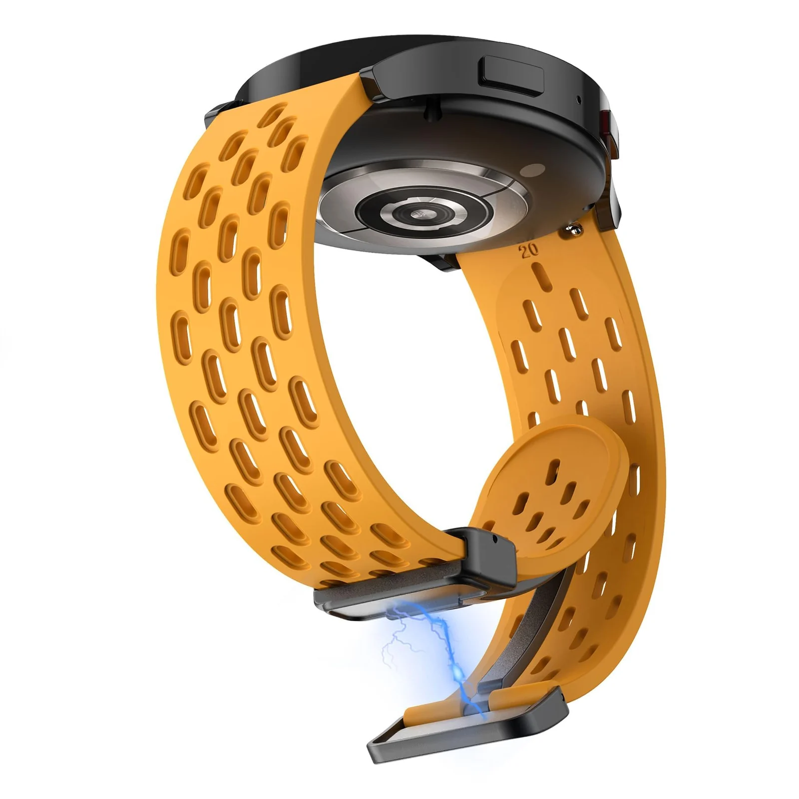 DL3 Mobilak 18mm Silicone Strap For Huawei Watch GT 6 41mm/GT 5 Pro 42 mm/GT 5 41mm/GT4 41 mm/Watch 5 42mm Magnetic Metal Buckle Sport Silicone Breathable Strap, Band Soft Replacment Wristband - Orange