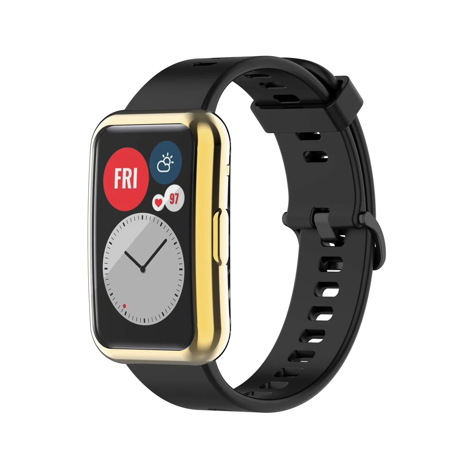 DL3 Mobilak Case Compatible with Huawei Watch Fit Case All-Around Screen Protector Watch Soft TPU Shockproof Cover Slim Guard Thin Bumper Shell Protector - Gold