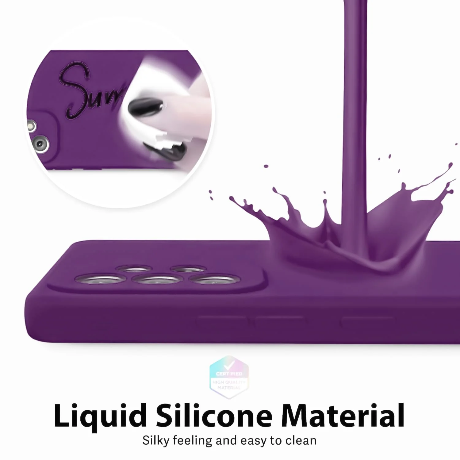 DL3 Mobilak Liquid Silicone Protective Case with Soft Microfiber Lining with Full Camera Protection for Samsung Galaxy A73 - Violet