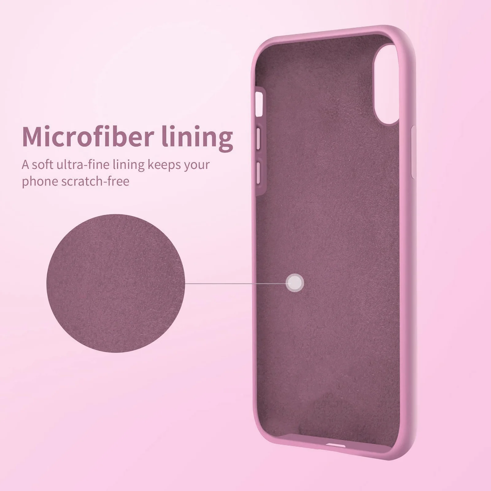 DL3 Mobilak Liquid Silicone Protective Case for iPhone X / iPhone XS with Camera Protection and Microfiber Lining - Pink 2