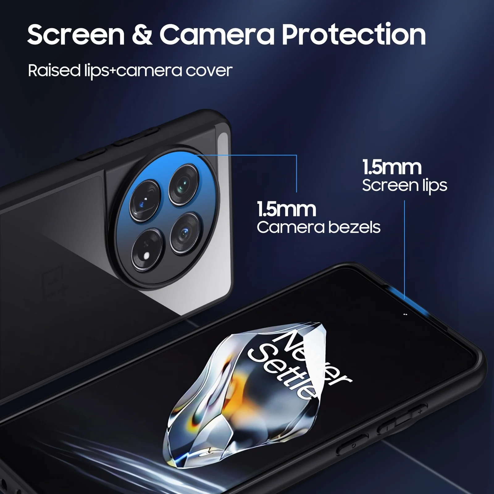 DL3 Mobilak Clear TPU Case for OnePlus 11R / OnePlus Ace 2, Camera protection, Shock-absorbing protection, Scratch-resistant surface - Black