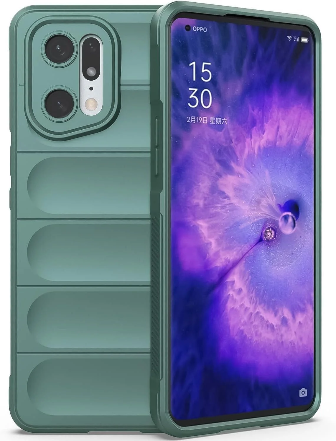 DL3 Mobilak Rugged Protective Case for OPPO Find X5, Camera protection, Shock-absorbing protection, Non-slip grip - Green