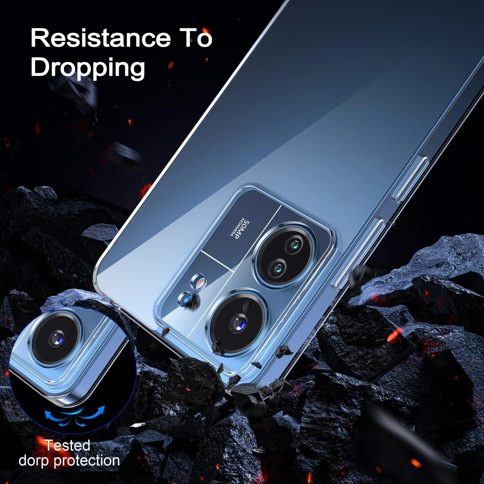 DL3 Mobilak Camera Protective Case Compatible with Xiaomi Redmi 13C 4G/Poco C65 Cover, Mobile Phone Case Thin Soft Silicone Anti-Yellow Protective Case - Clear