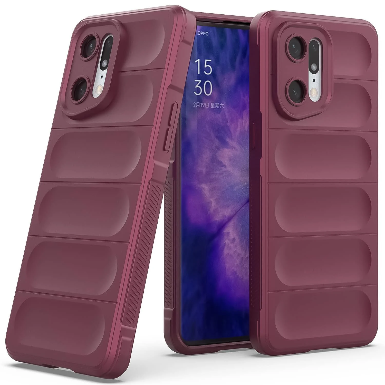 DL3 Mobilak Soft Silicone Protective Case for OPPO Find X5 with Camera Protection and Shockproof Design - Wine Red