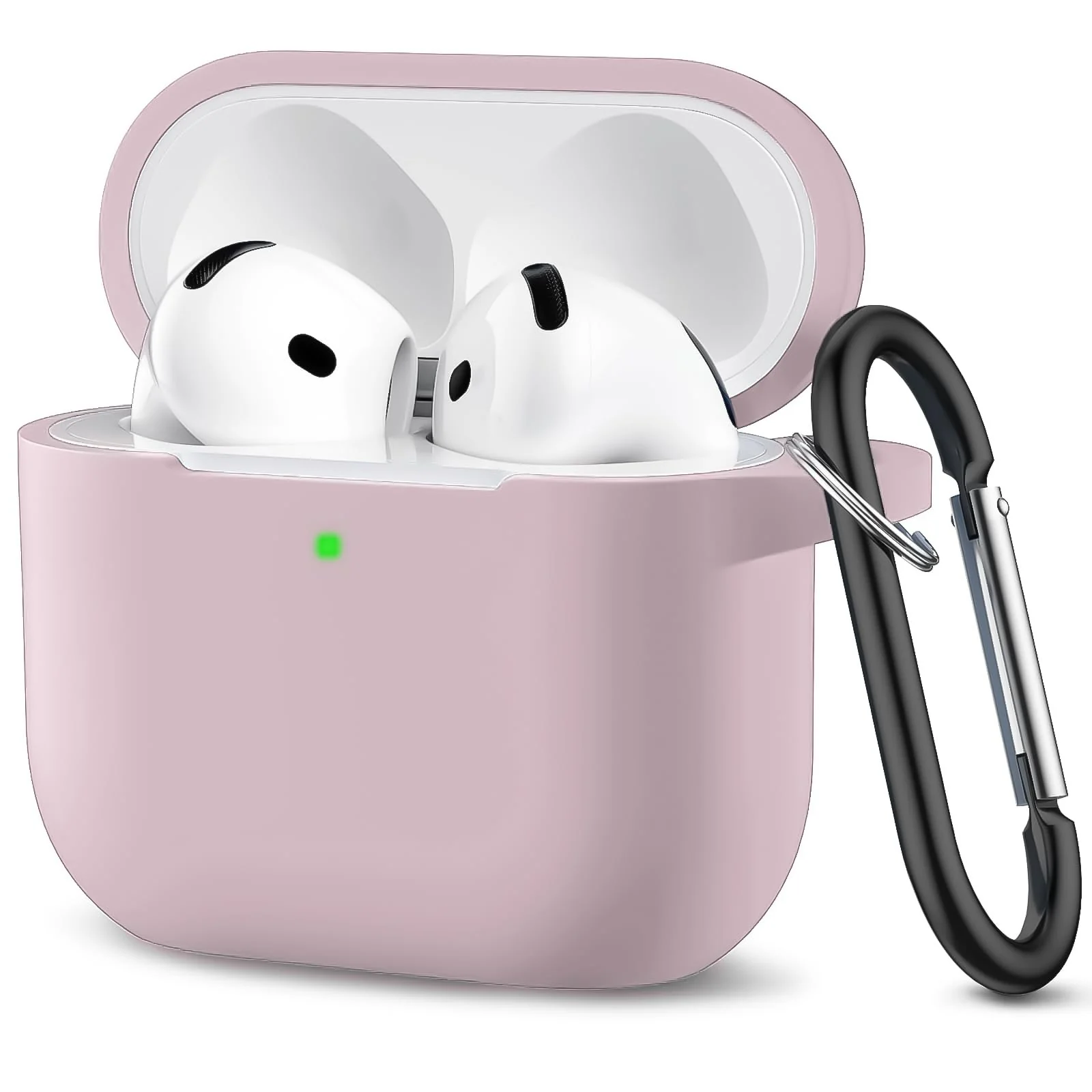 DL3 Mobilak Compatible with AirPods 4 Case (2024), Soft Silicone Full Protective Case Cover with Keychain, For Apple AirPods 4th Generation for Women Men - Pink Sand