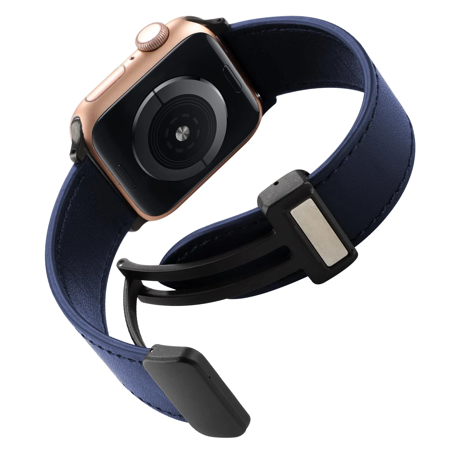 DL3 Mobilak Leather Bands Compatible with Apple Watch Band 49mm 45mm 44mm 42mm, Leather Magnetic Buckle Design Strap For iWatch Ultra Ultra 2 SE Series 9 8 7 6 5 4 3 2 1 Wristband For Men Women - Blue
