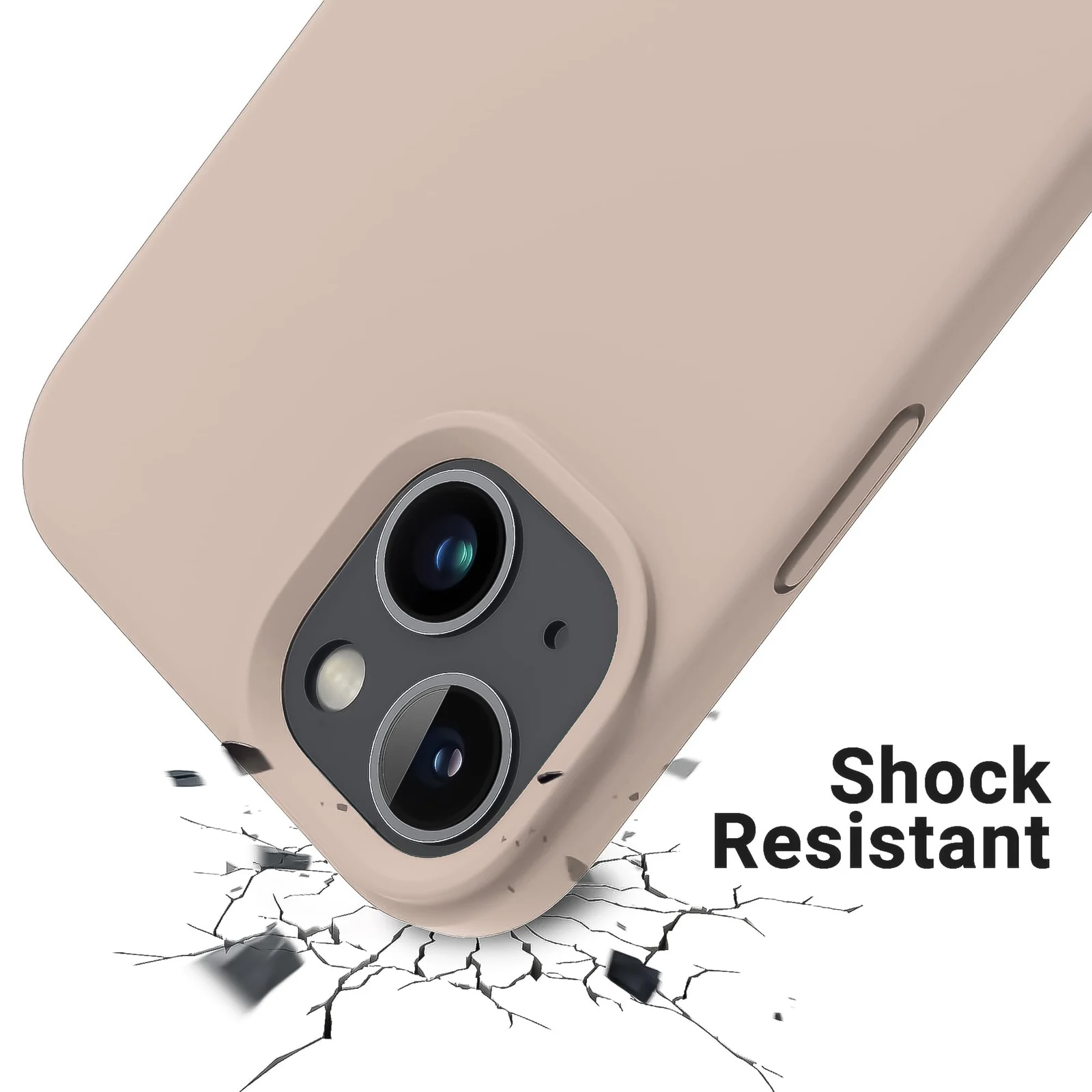 DL3 Mobilak Liquid Silicone Protective Case with Soft Microfiber Lining for iPhone 15 - A.Pastel Pink