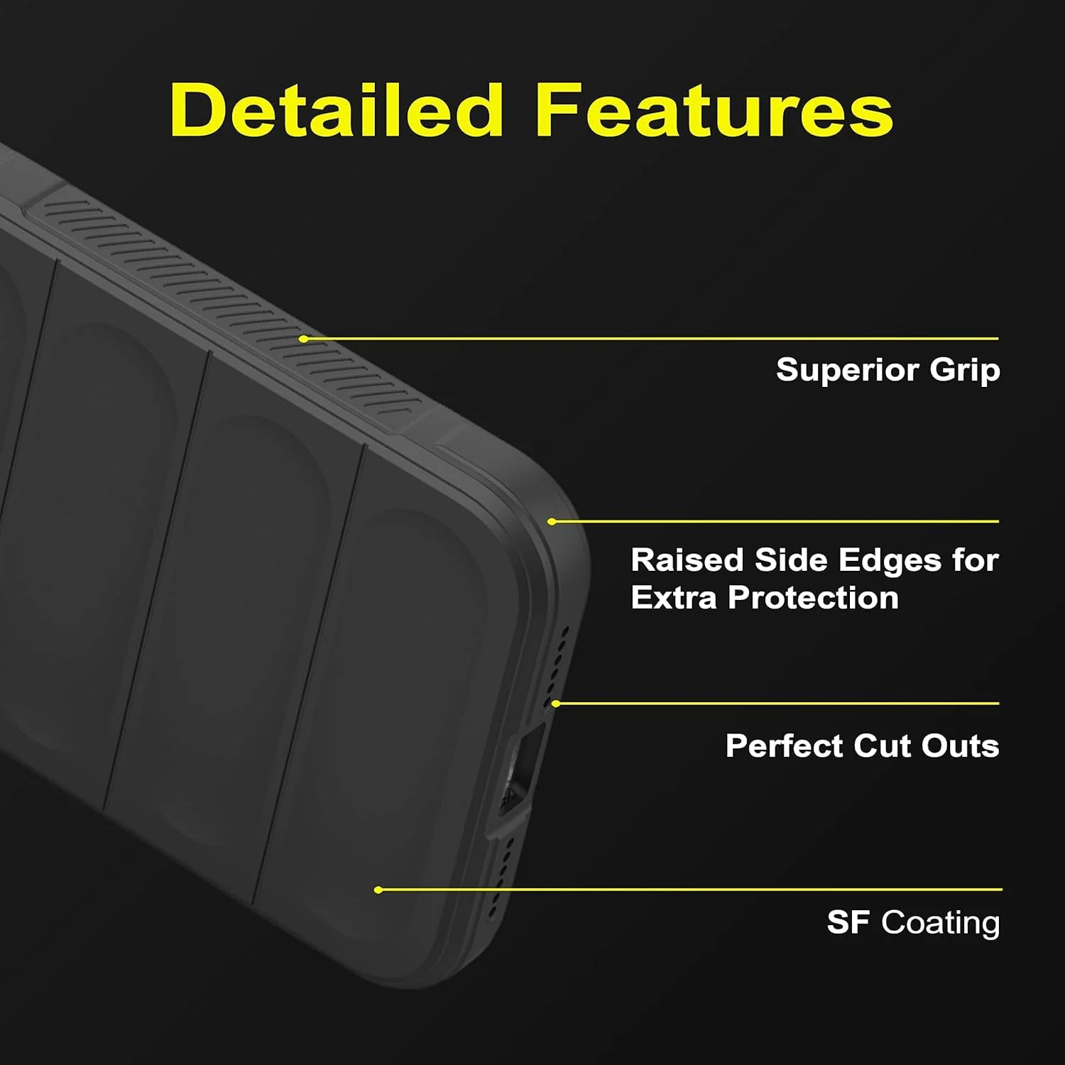 DL3 Mobilak Rugged Protective Case for Apple iPhone 15 Pro Max, Camera protection, Shock-absorbing protection, Non-slip grip - Black