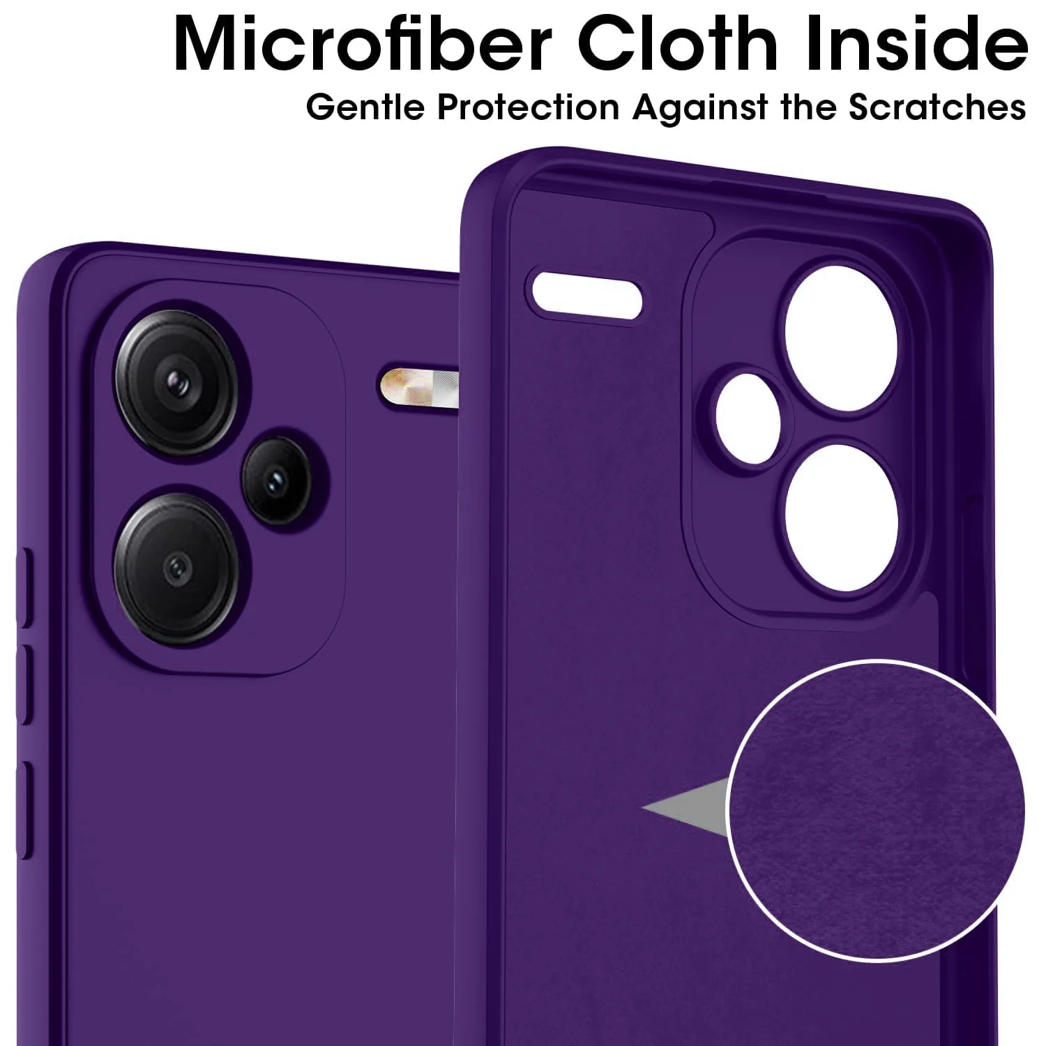 DL3 Mobilak Xiaomi Redmi Note 13 Pro+ Plus 5G Case, Soft Flexible Liquid Silicone Gel Rubber Bumper Cover, Full Body Shockproof Protective Phone Case - Purple