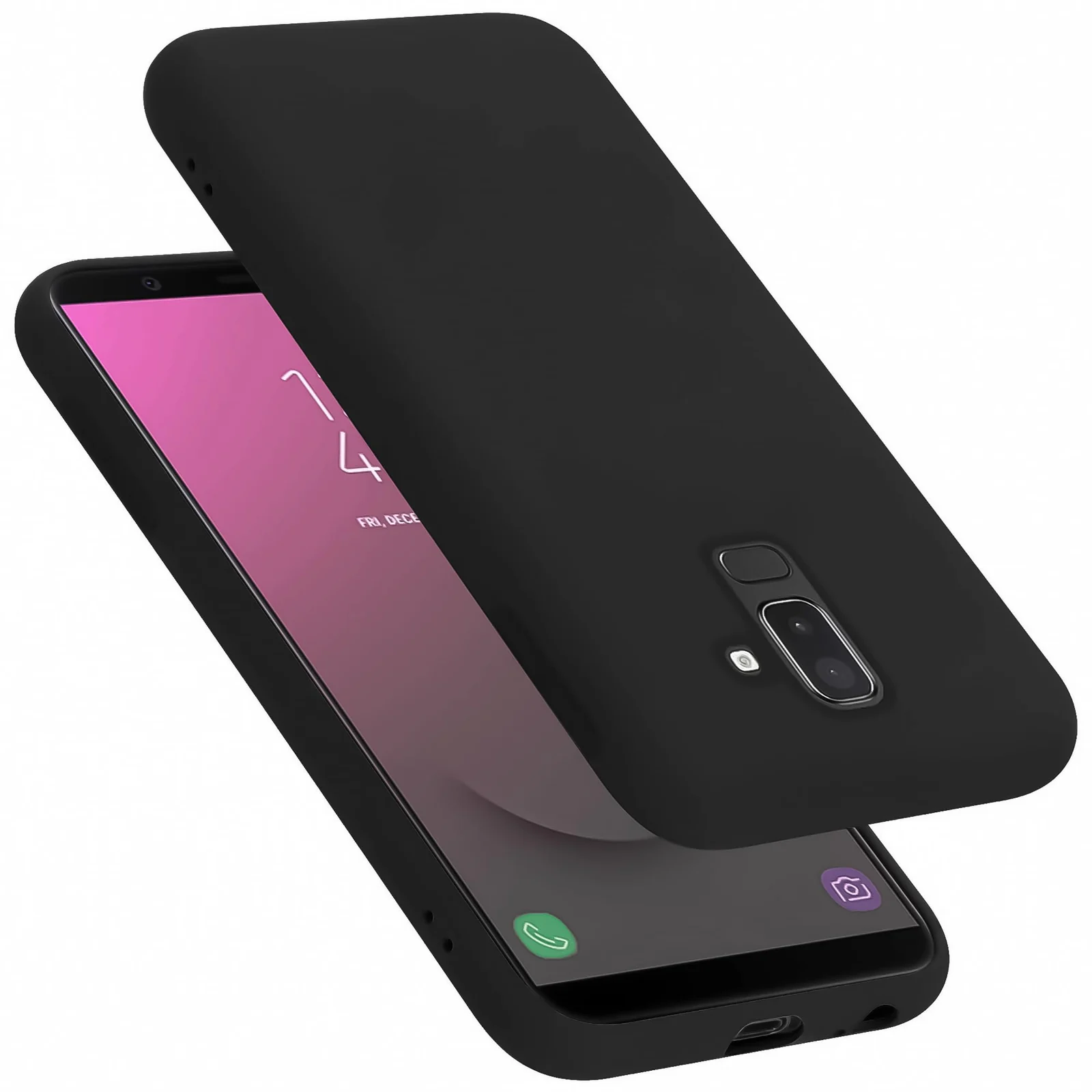 Dl3 Mobilak Samsung Galaxy A6 Plus Case, Soft Flexible Liquid Silicone Gel Rubber Bumper Cover, Full Body Shockproof Protective Phone Case (Purple)